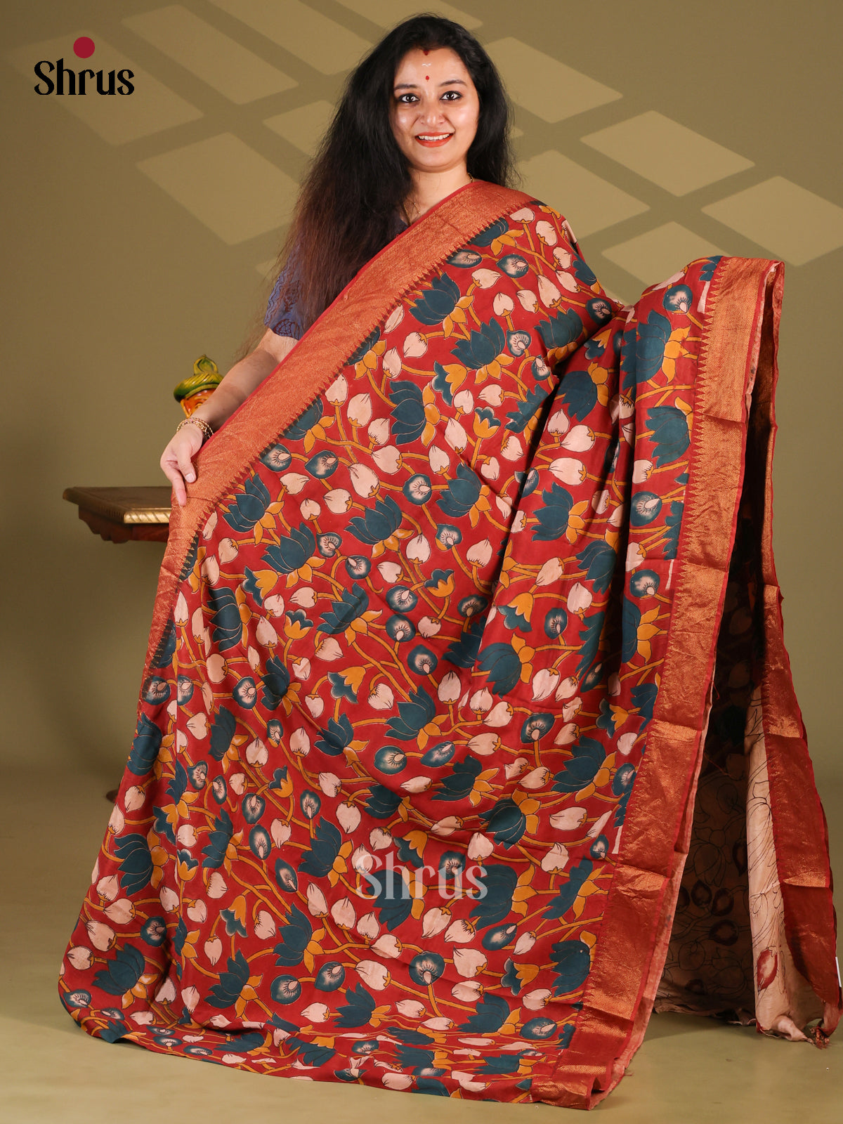 DES28155- chennur-kalamkari Saree - Shop on Shrus.com