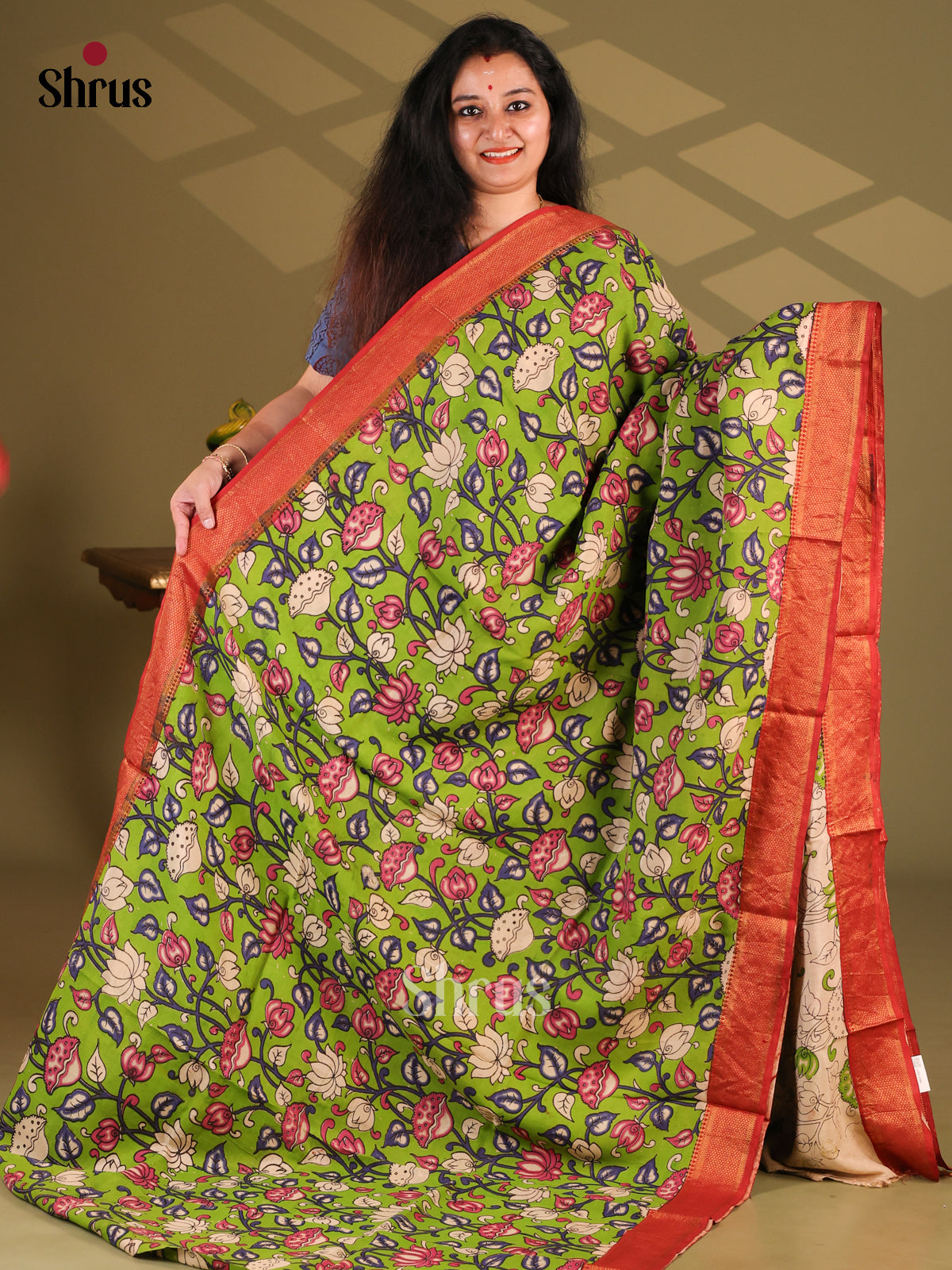 DES28157- chennur-kalamkari Saree - Shop on Shrus.com