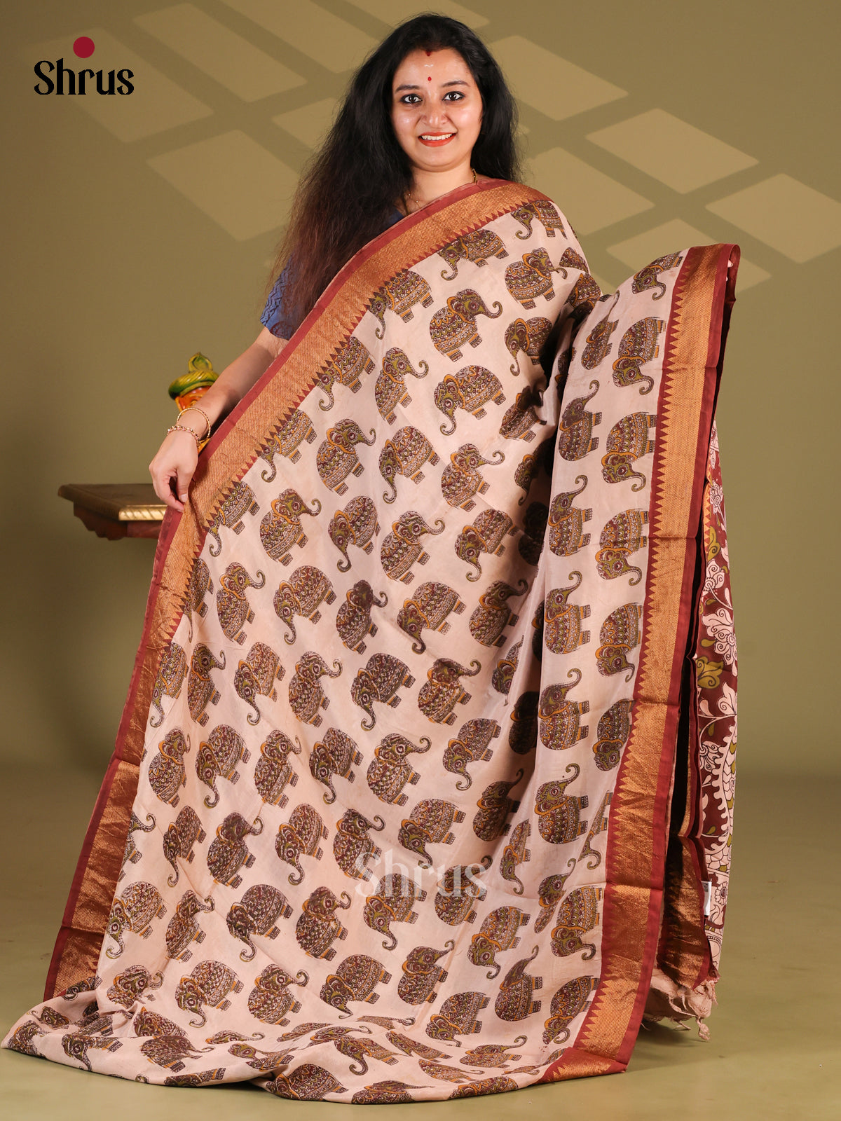 DES28164- chennur-kalamkari Saree - Shop on Shrus.com