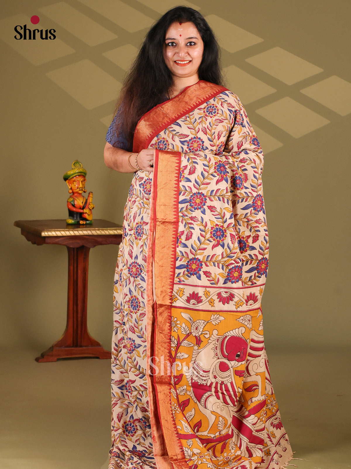 DES28171- chennur-kalamkari Saree - Shop on Shrus.com