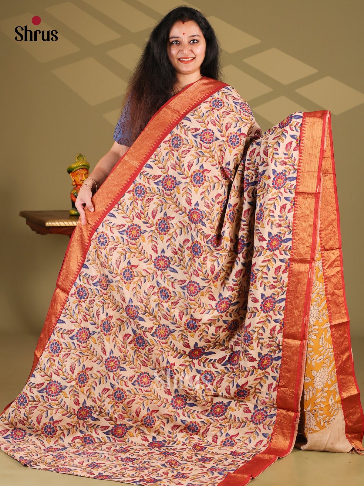 DES28171- chennur-kalamkari Saree - Shop on Shrus.com