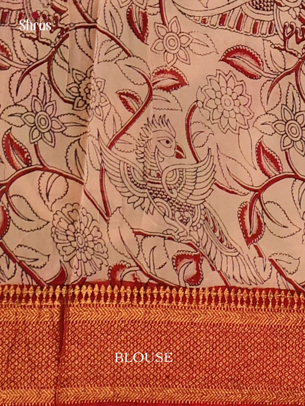 Red - chennur-kalamkari Saree - Shop on Shrus.com