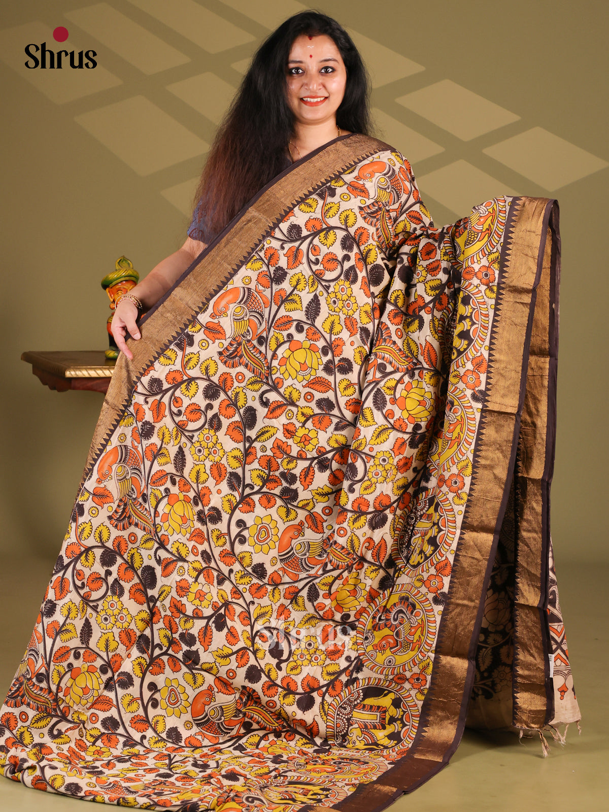 DES28179- chennur-kalamkari Saree - Shop on Shrus.com