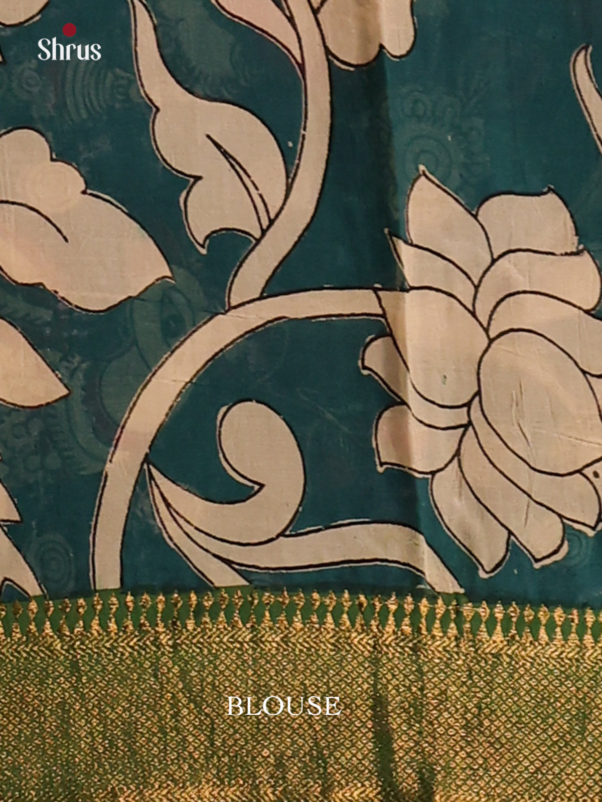 Cream with Green - chennur-kalamkari Saree - Shop on Shrus.com