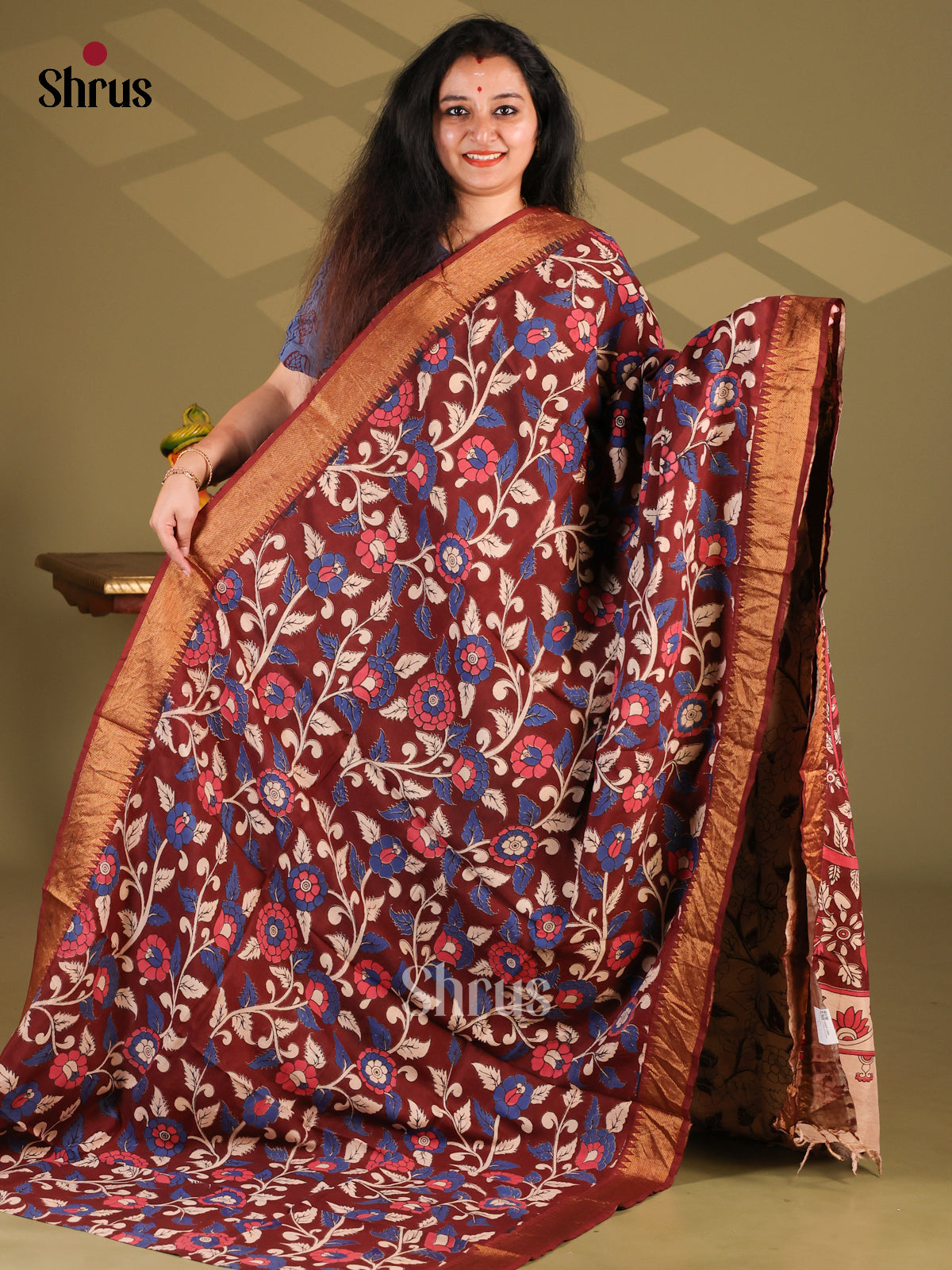DES28194- chennur-kalamkari Saree - Shop on Shrus.com