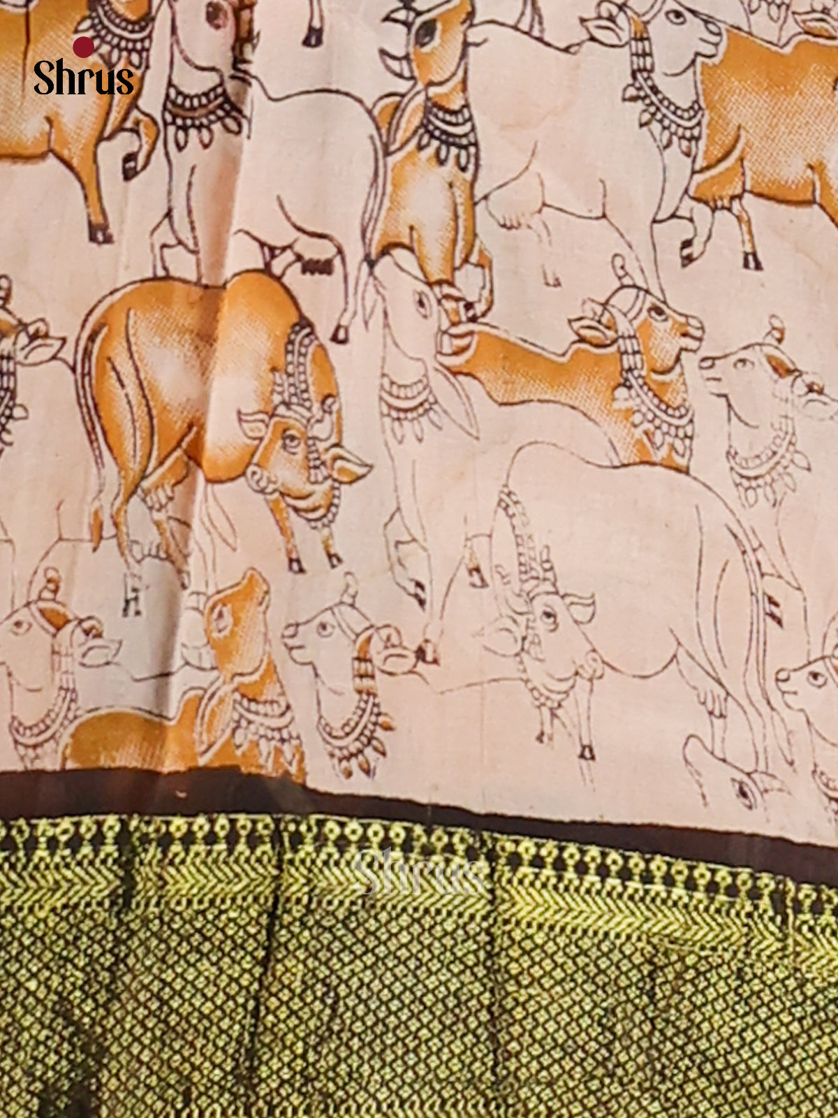 Black & Cream - chennur-kalamkari Saree - Shop on Shrus.com