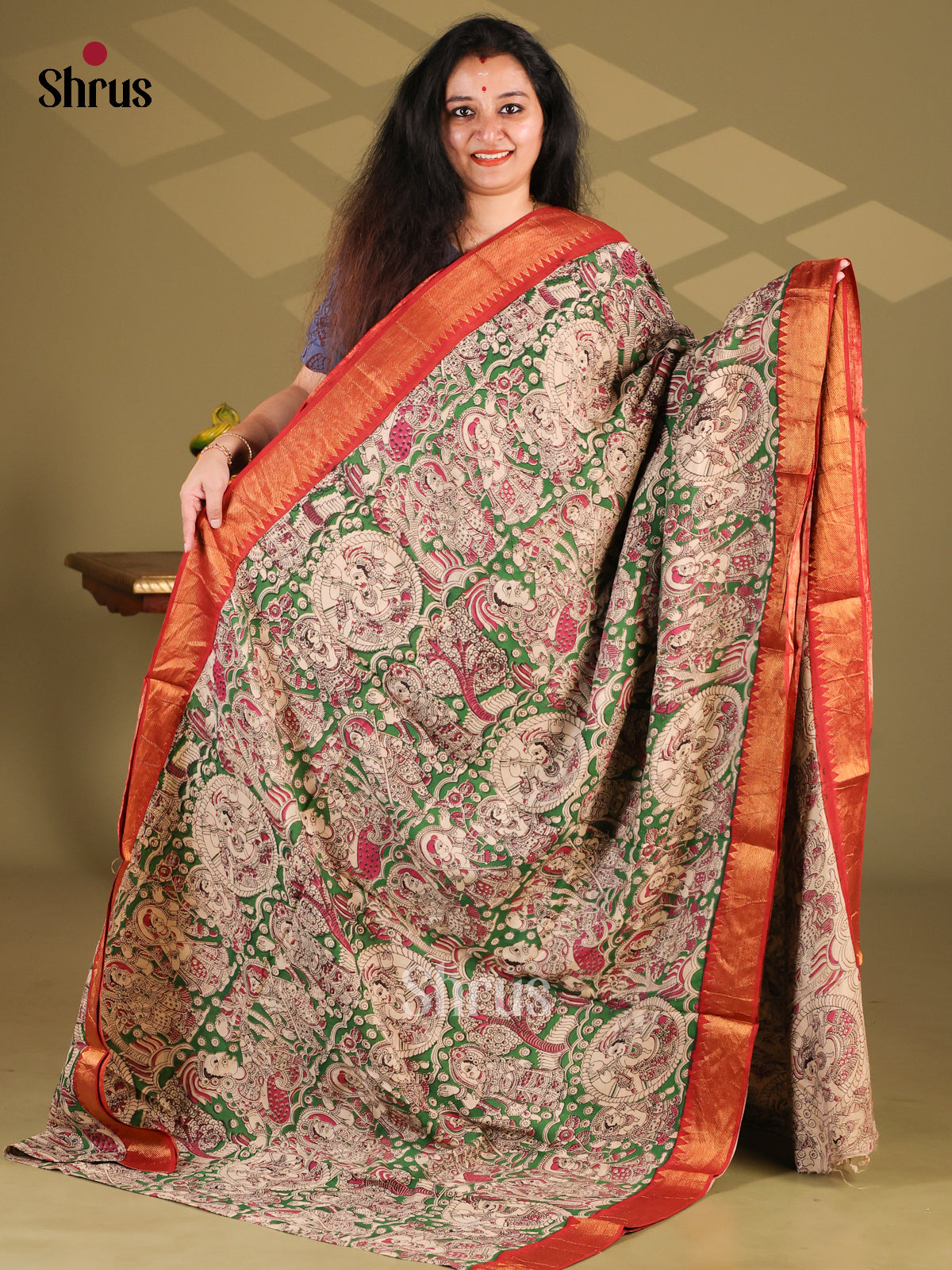 DES28196- chennur-kalamkari Saree - Shop on Shrus.com
