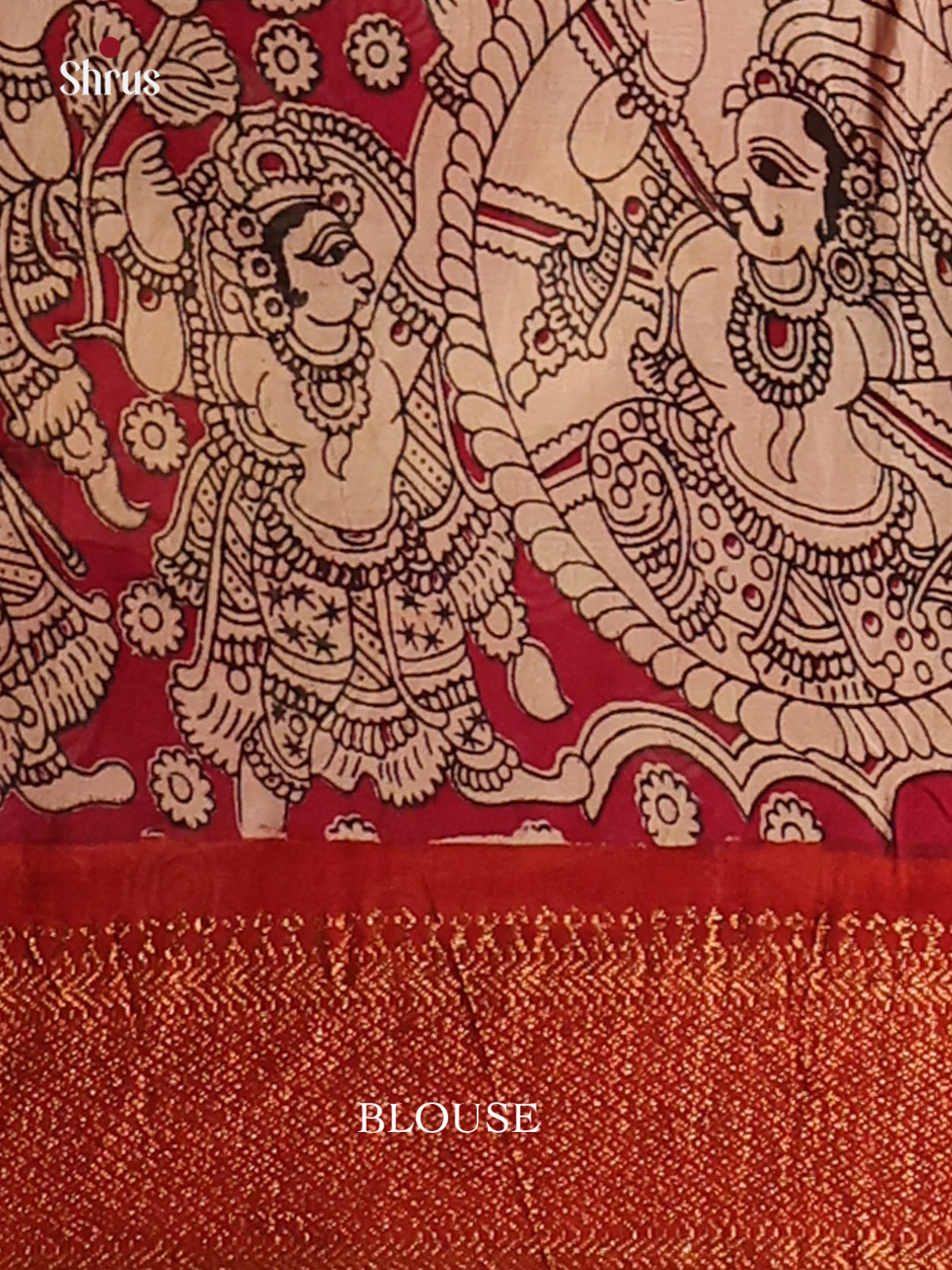Cream with Red- chennur-kalamkari Saree - Shop on Shrus.com