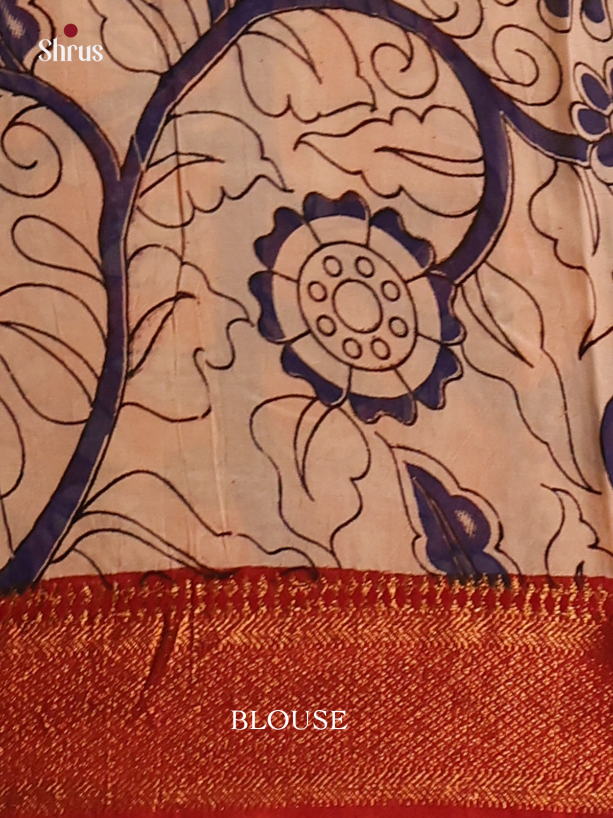 Blue with Red - chennur-kalamkari Saree - Shop on Shrus.com