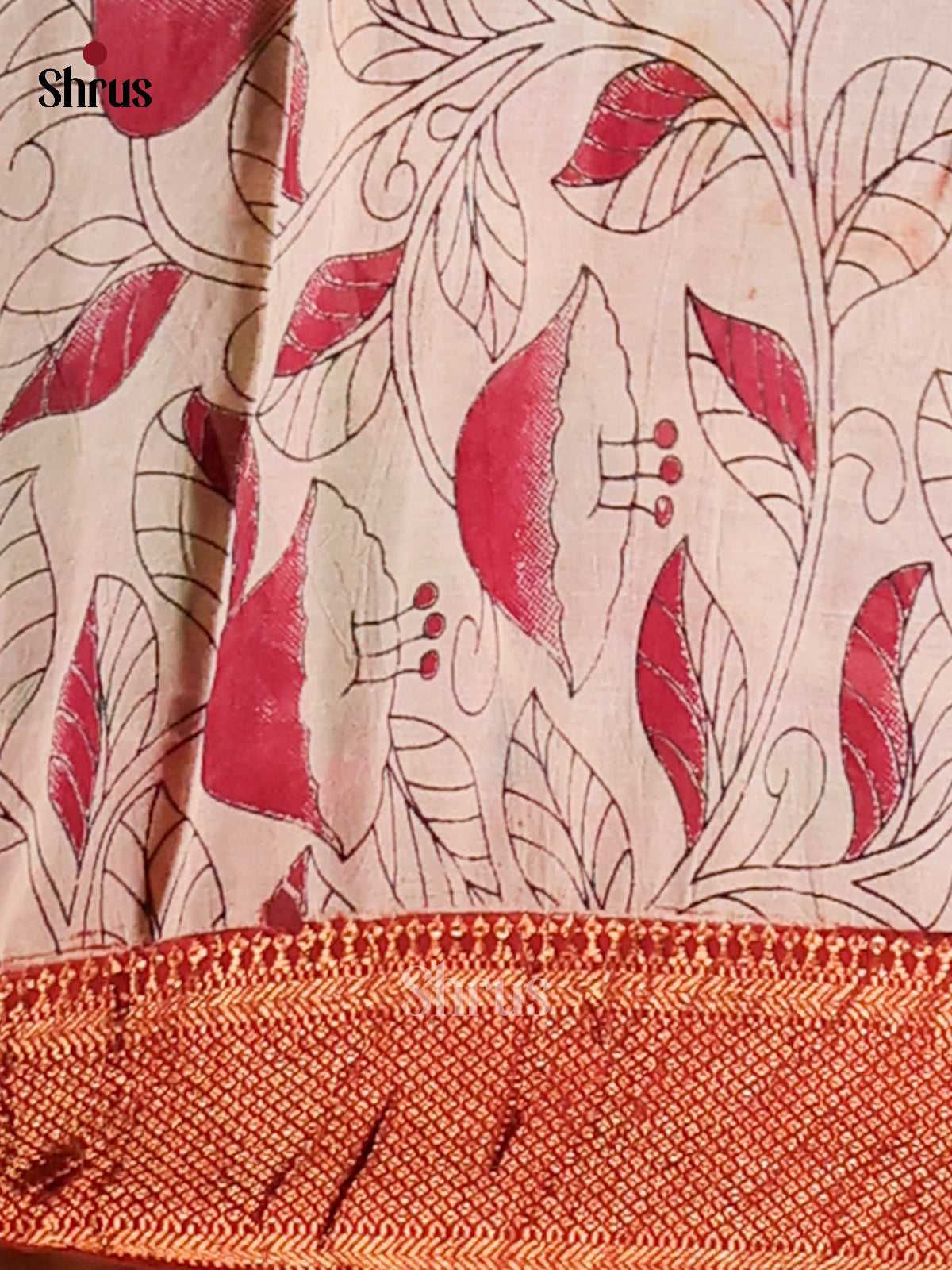 Black & Red- chennur-kalamkari Saree - Shop on Shrus.com