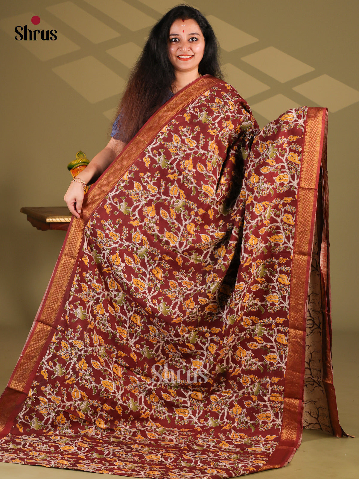 DES28230- chennur-kalamkari Saree - Shop on Shrus.com