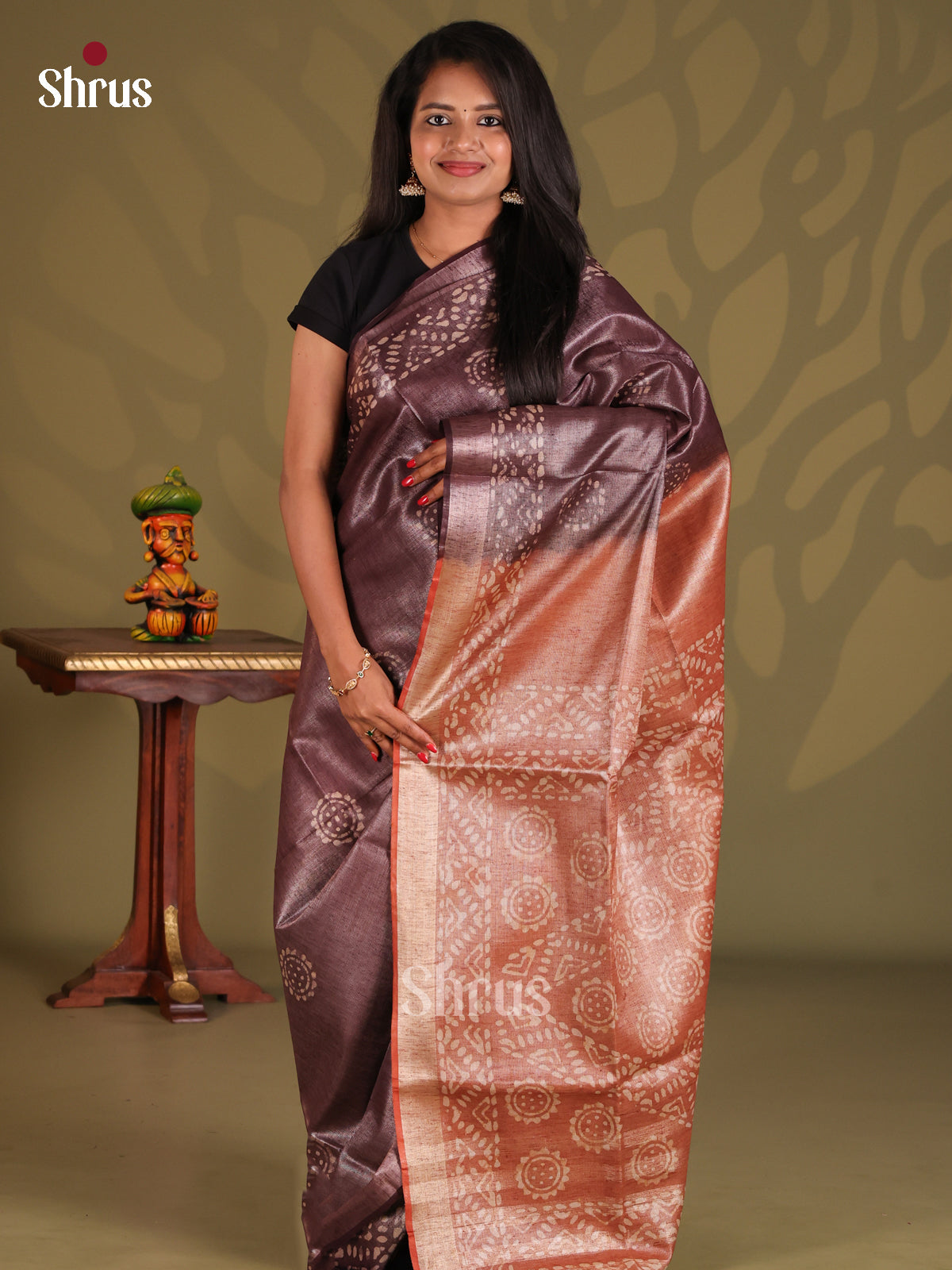 Earthy Brown & Brown- Bhatik Saree - Shop on Shrus.com