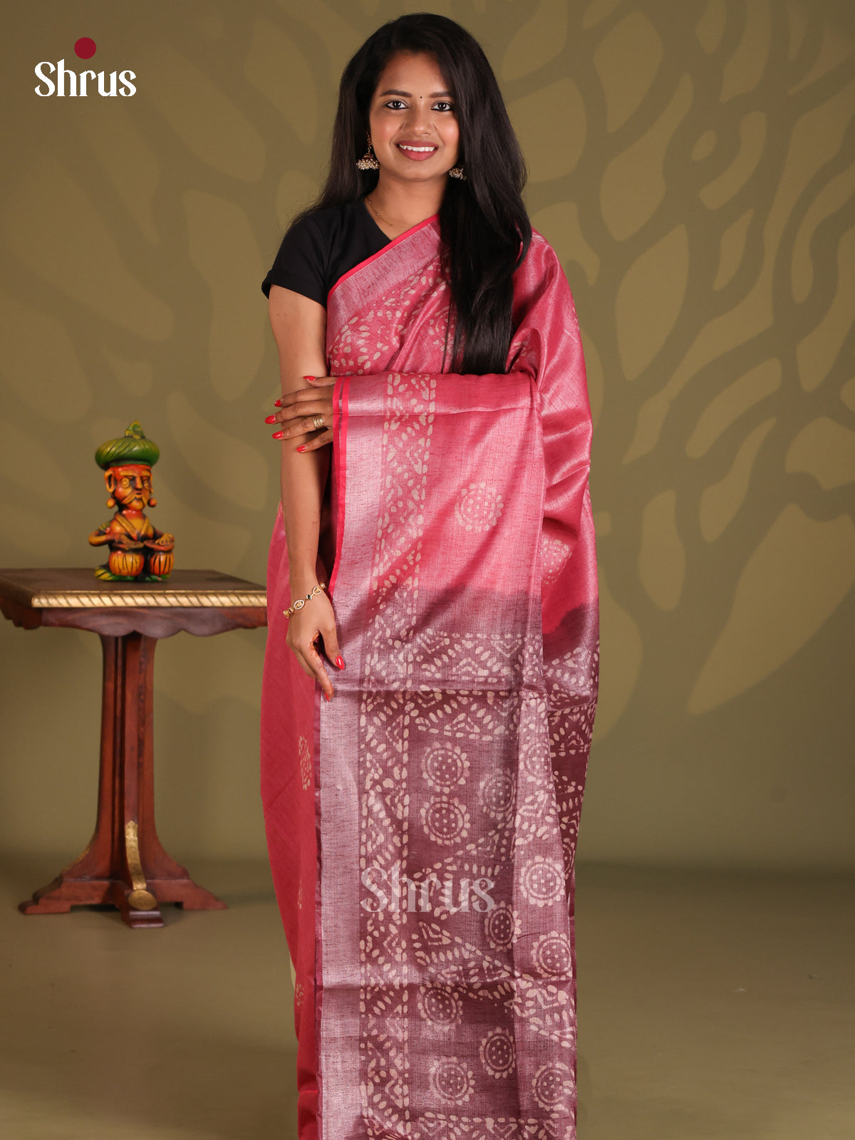 Pink & Brown - Bhatik Saree - Shop on Shrus.com
