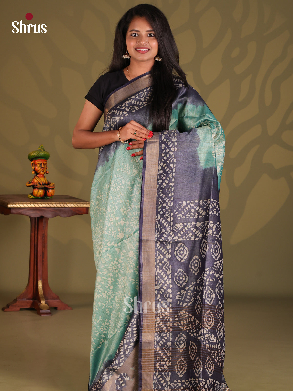Sky Blue & Blue - Bhatik Saree - Shop on Shrus.com