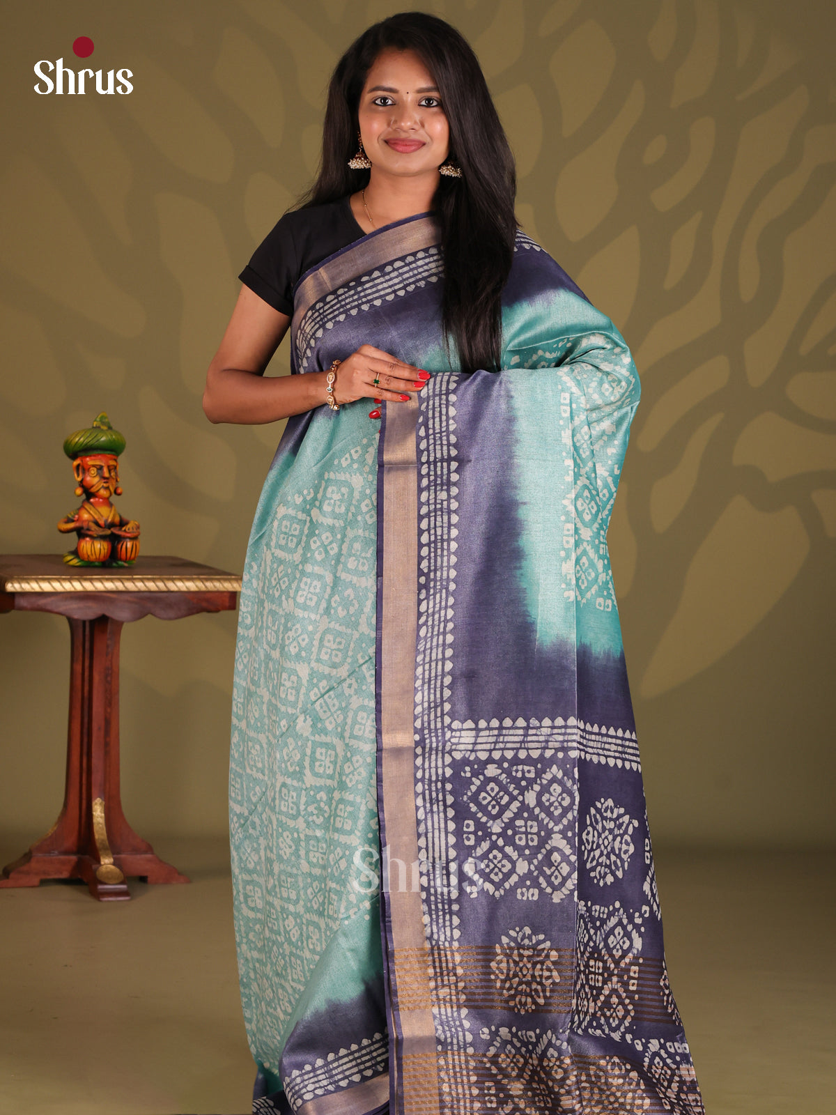 Sky Blue & Blue - Bhatik Saree - Shop on Shrus.com