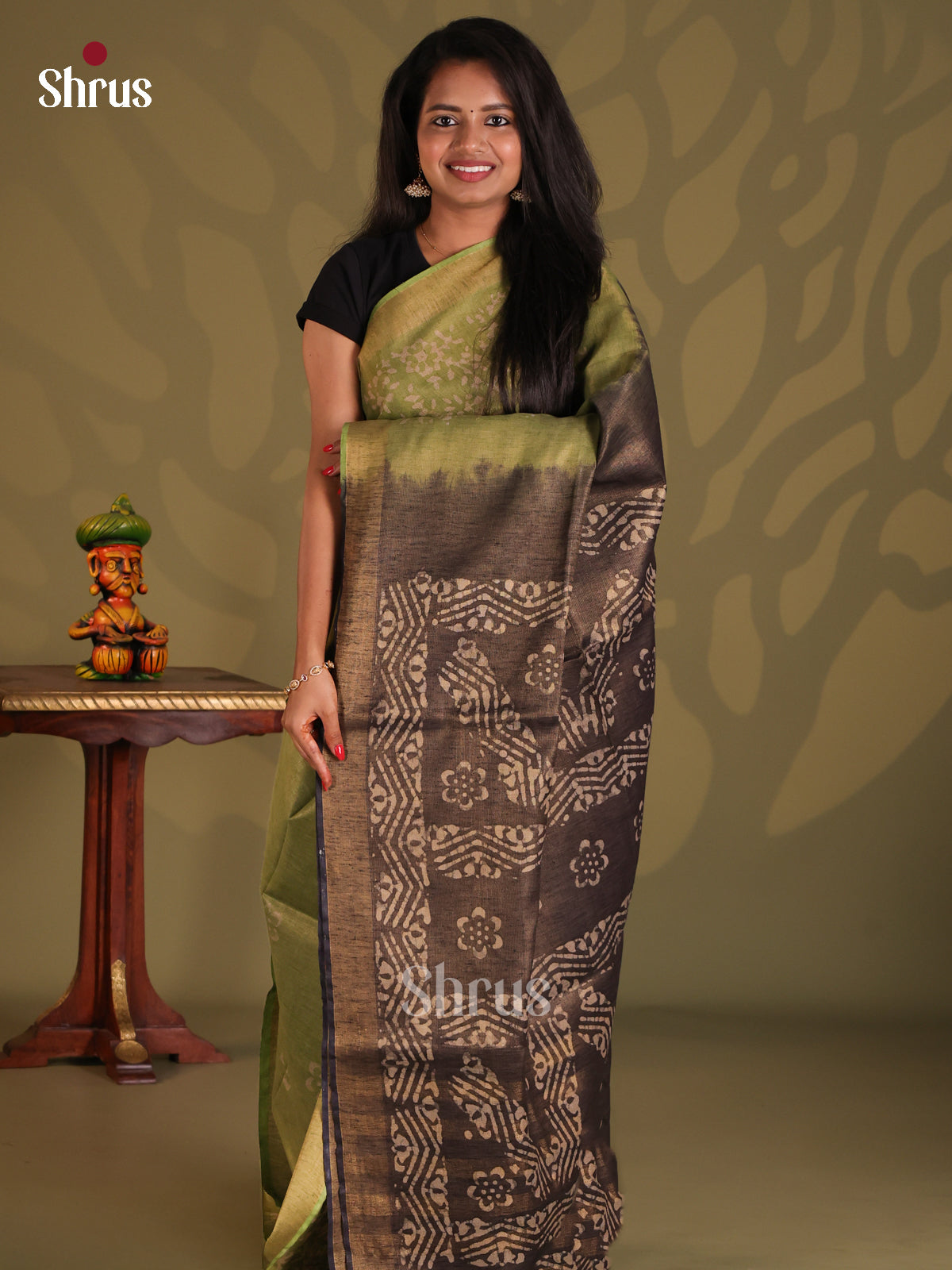 Green & Grey - Bhatik Saree - Shop on Shrus.com