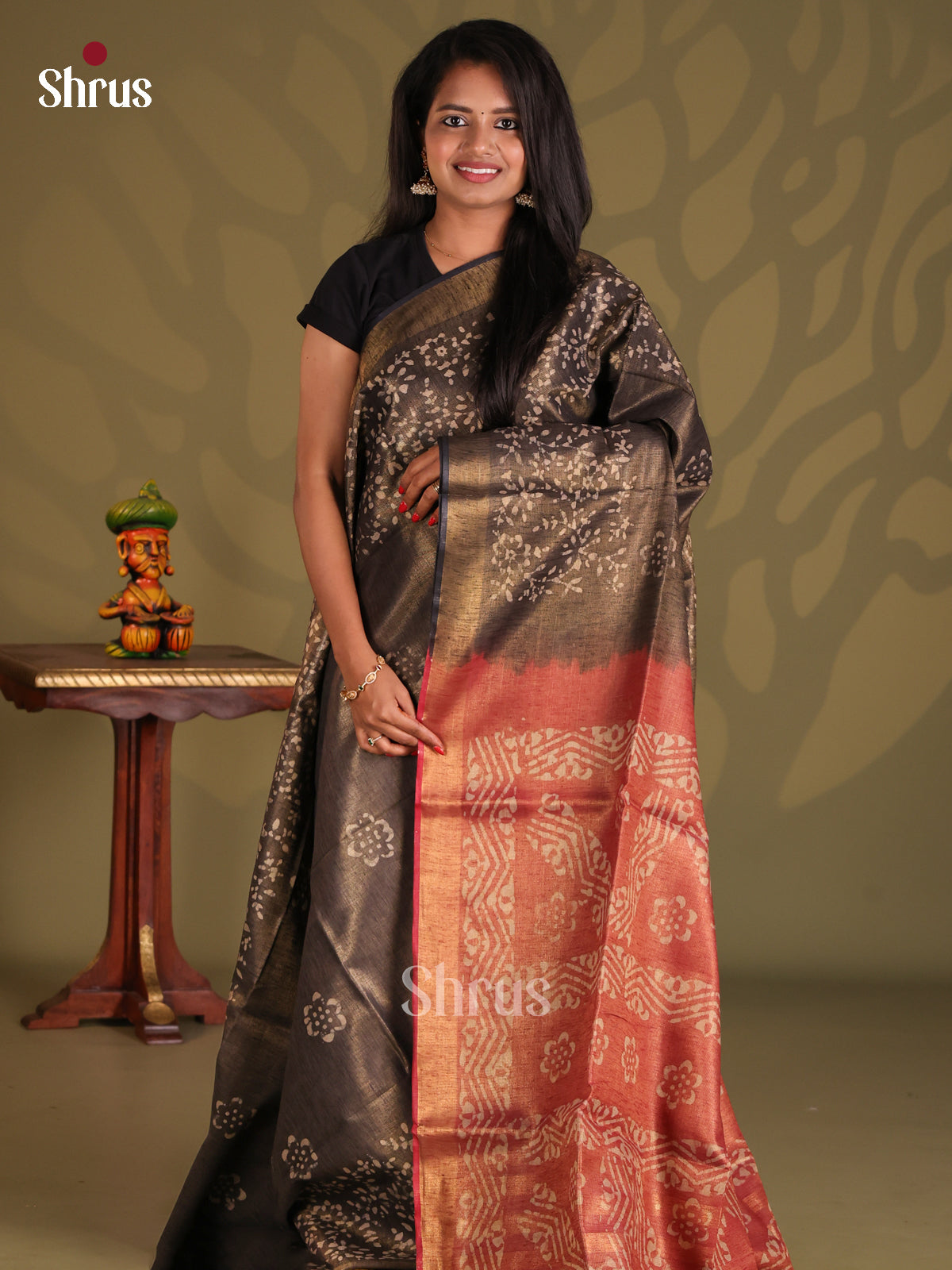 Grey & Brown - Bhatik Saree - Shop on Shrus.com