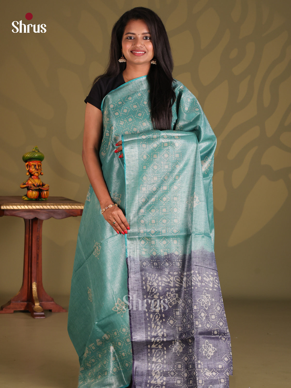 Sky Blue & Purple - Bhatik Saree - Shop on Shrus.com