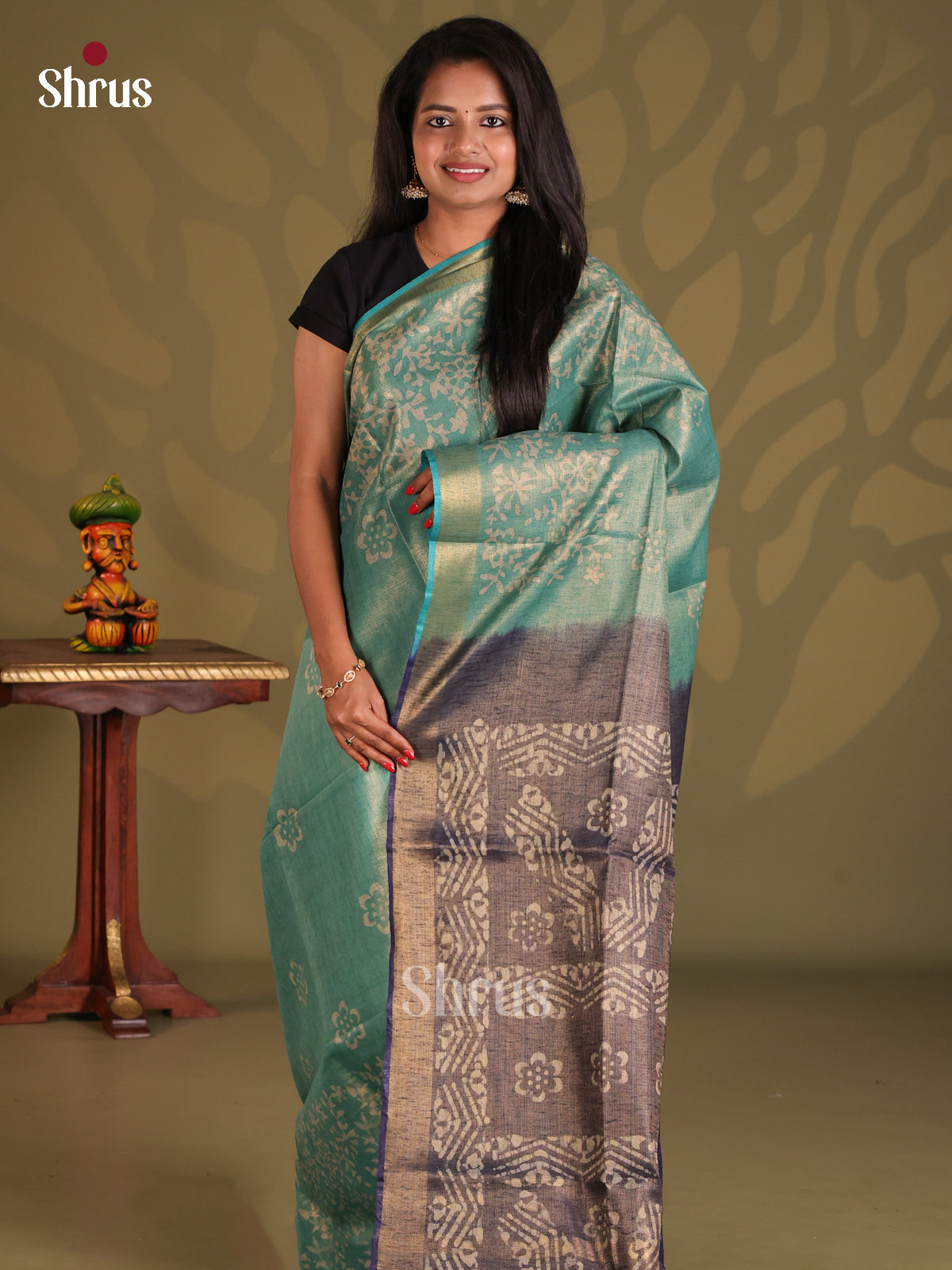 Sky Blue & Purple - Bhatik Saree - Shop on Shrus.com