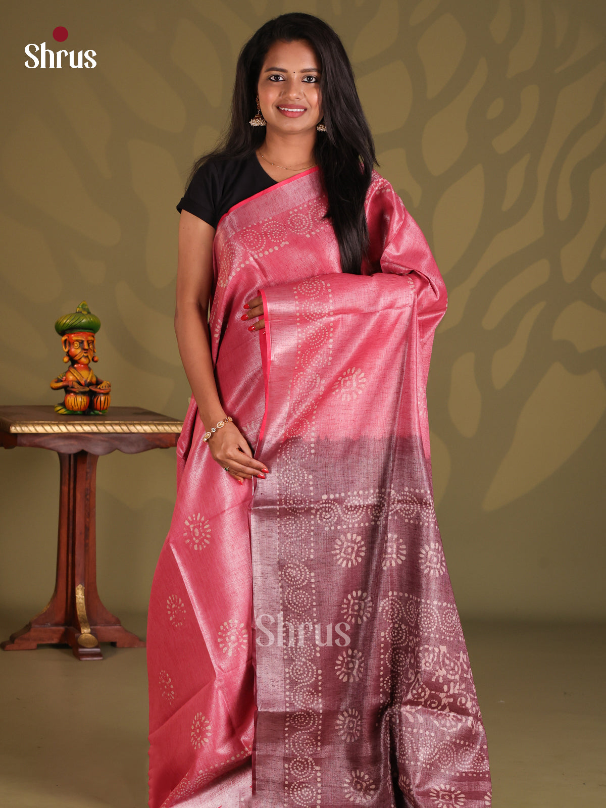 Pink & Brown - Bhatik Saree - Shop on Shrus.com