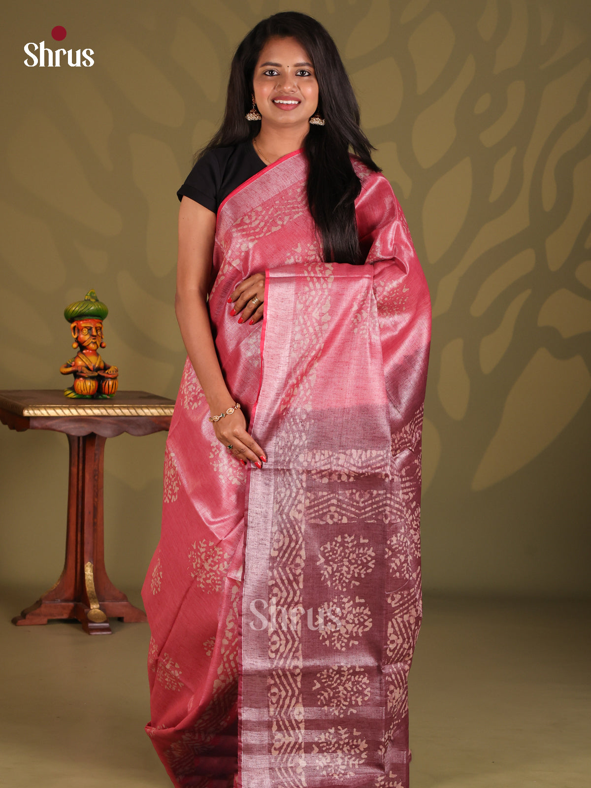 Pink & Brown - Bhatik Saree - Shop on Shrus.com