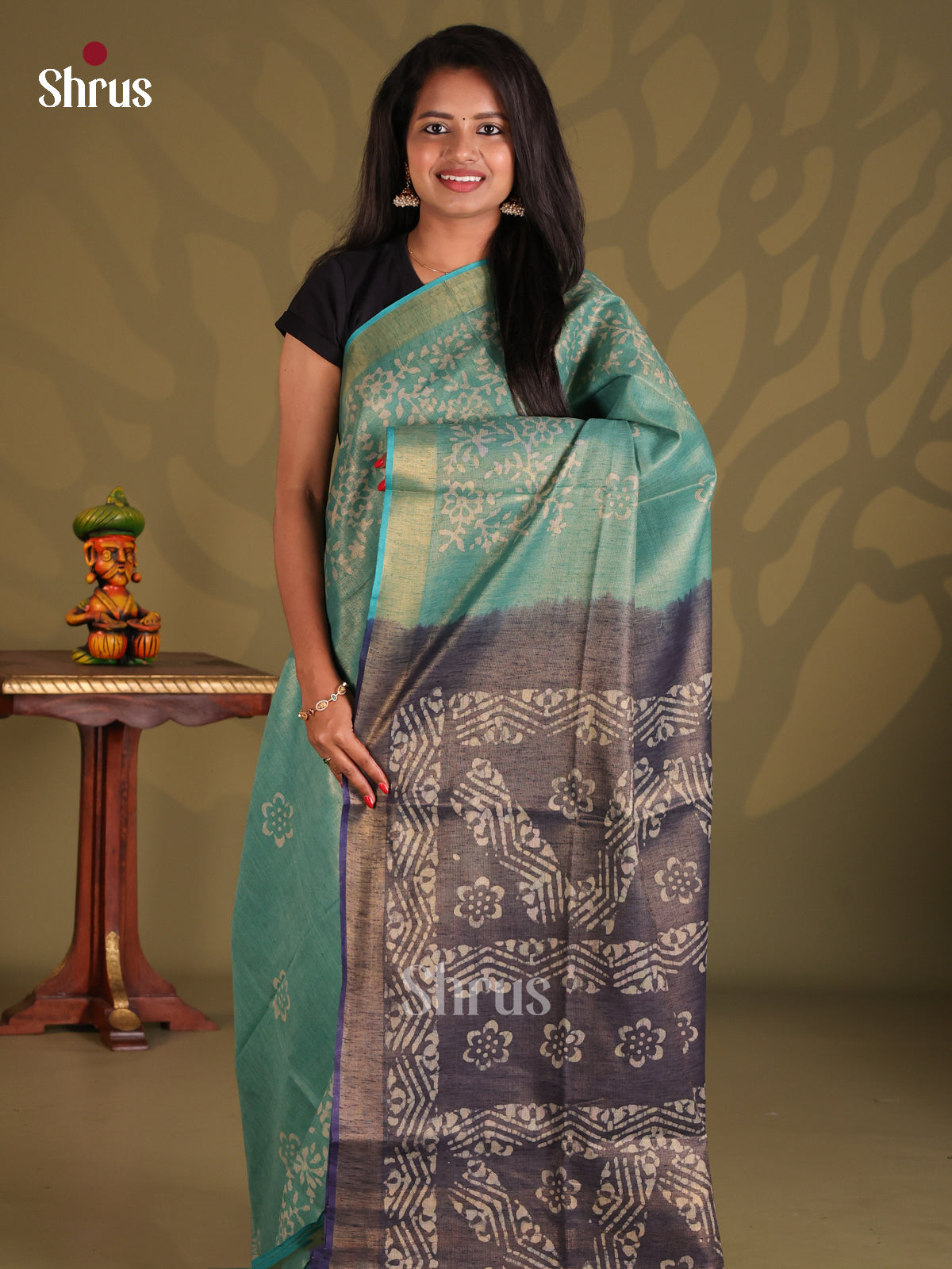 Sky Blue & Purple - Bhatik Saree - Shop on Shrus.com