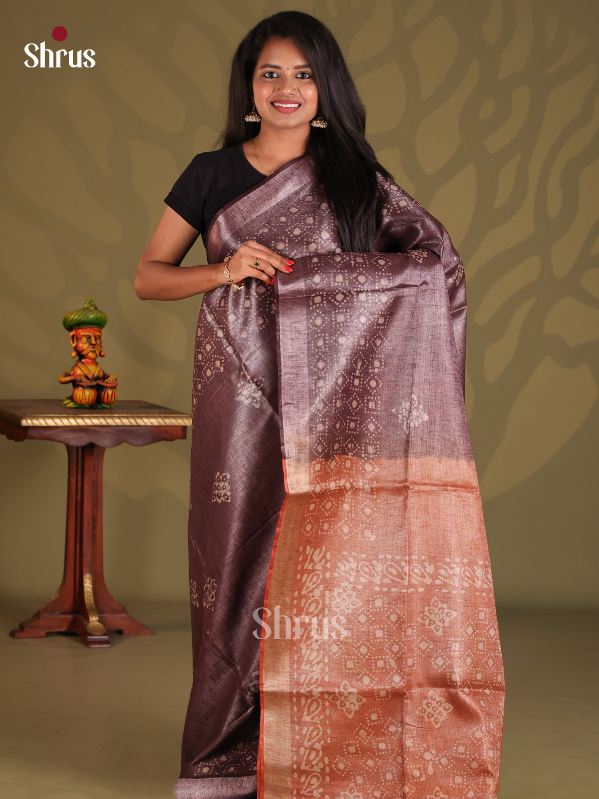 Dark Brown & Brown - Bhatik Saree - Shop on Shrus.com