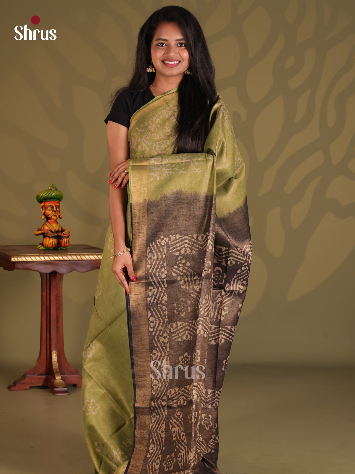Pista Green & Grey - Bhatik Saree - Shop on Shrus.com