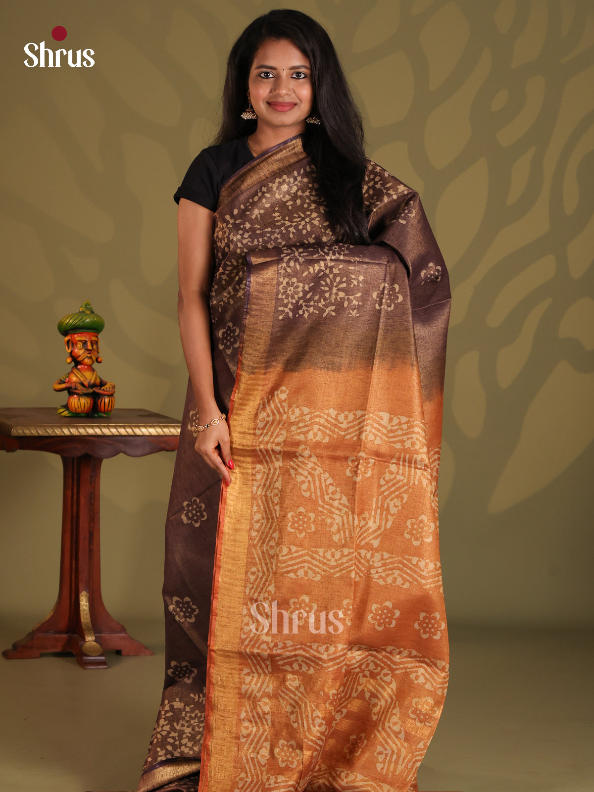 Dark Brown & Brown - Bhatik Saree - Shop on Shrus.com