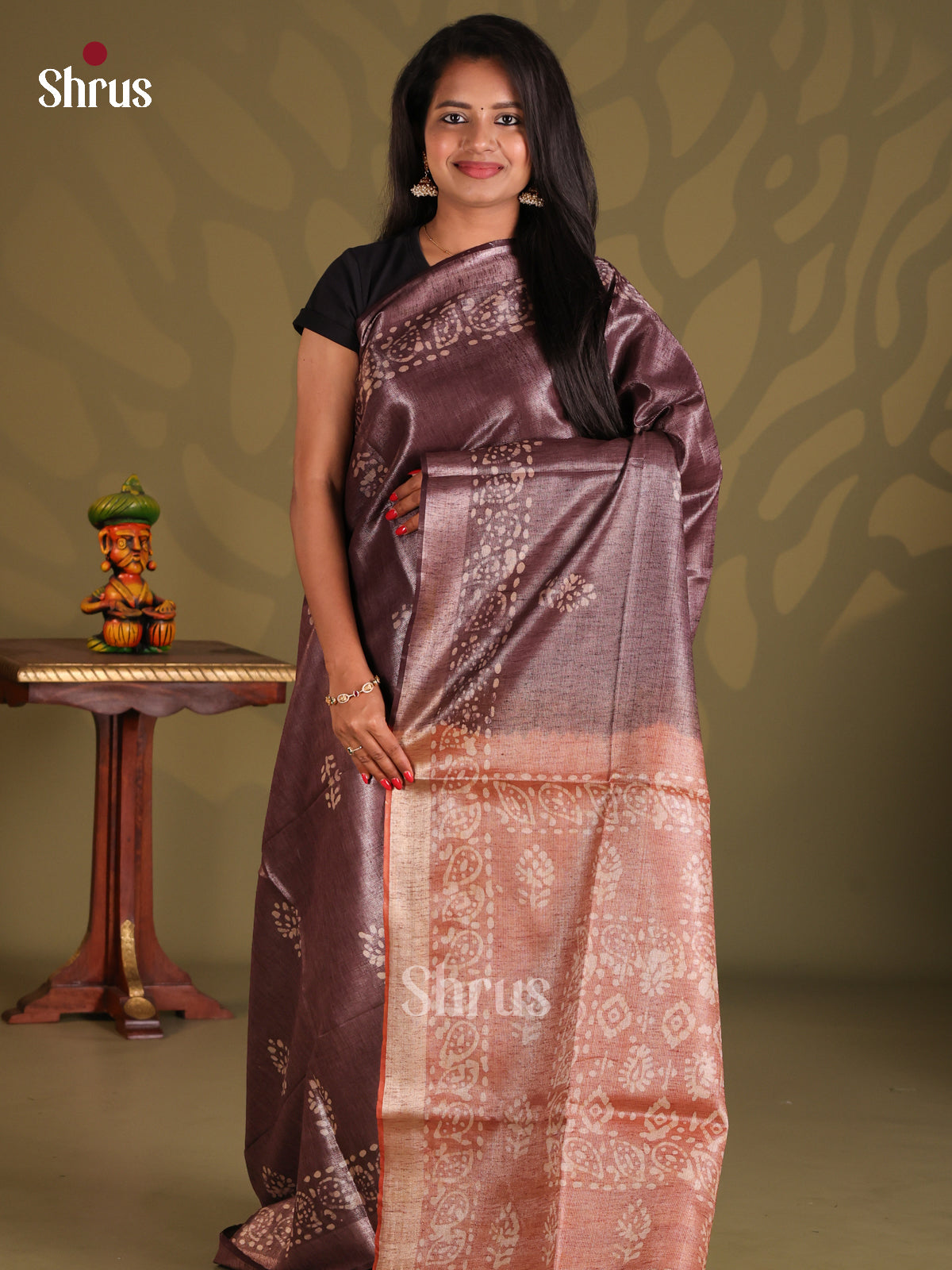 Dark Brown & Brown - Bhatik Saree - Shop on Shrus.com