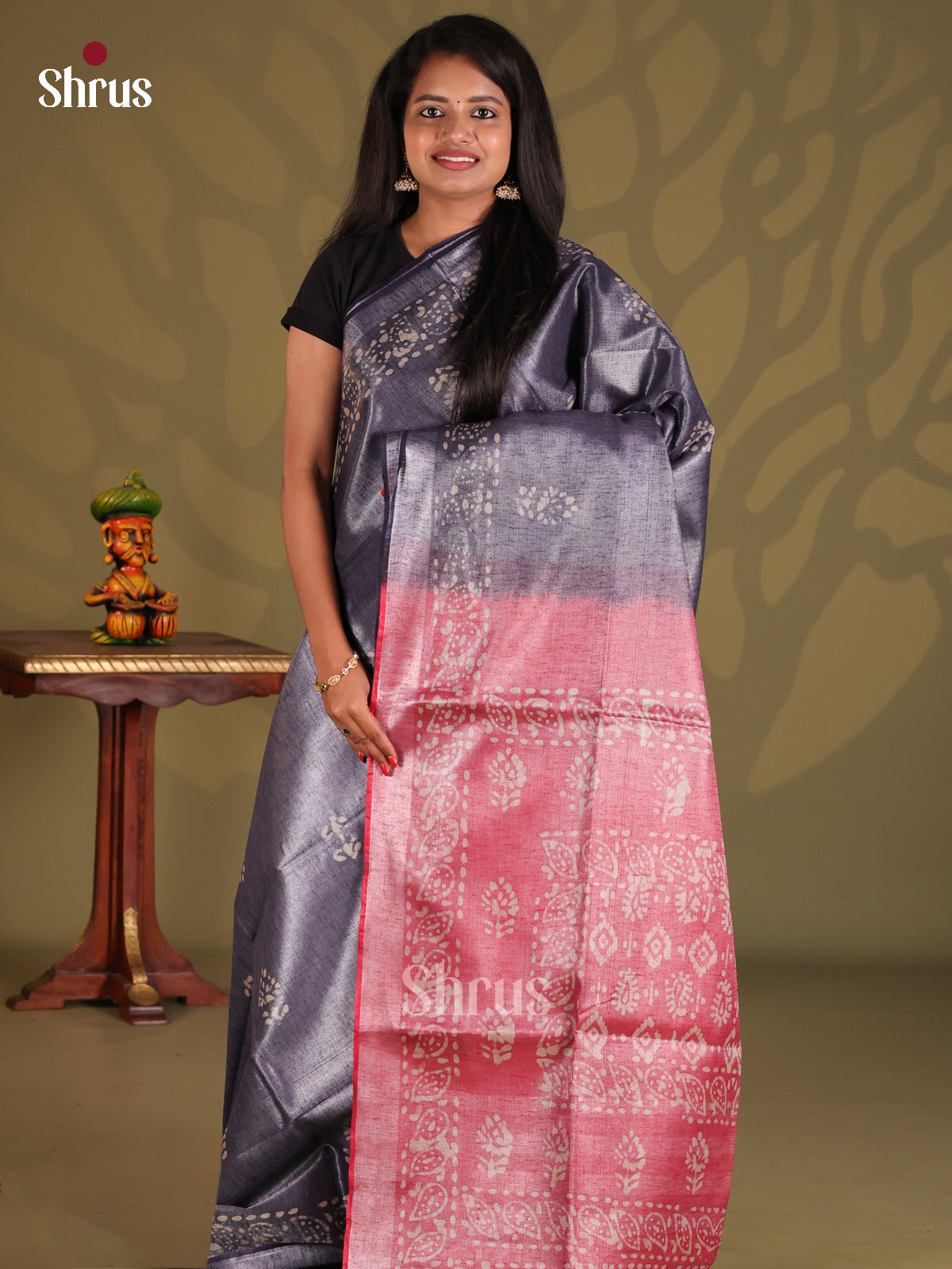 Blue & Red- Bhatik Saree - Shop on Shrus.com