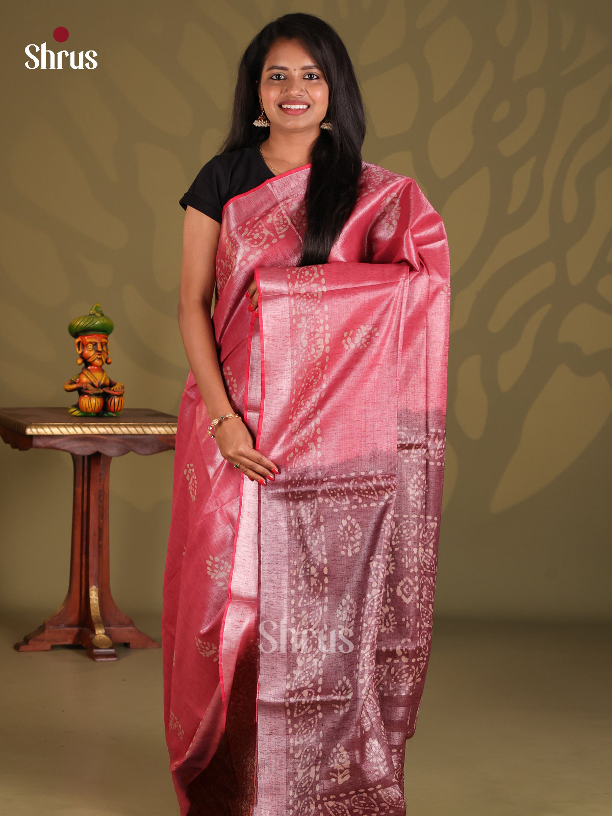 Pink & Brown - Bhatik Saree - Shop on Shrus.com