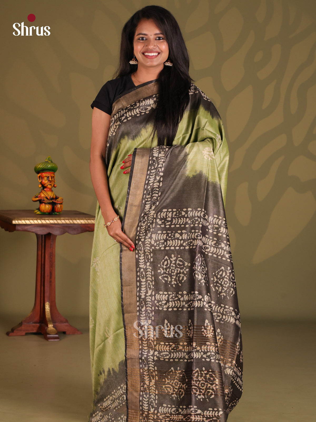 Pista Green & Grey - Bhatik Saree - Shop on Shrus.com