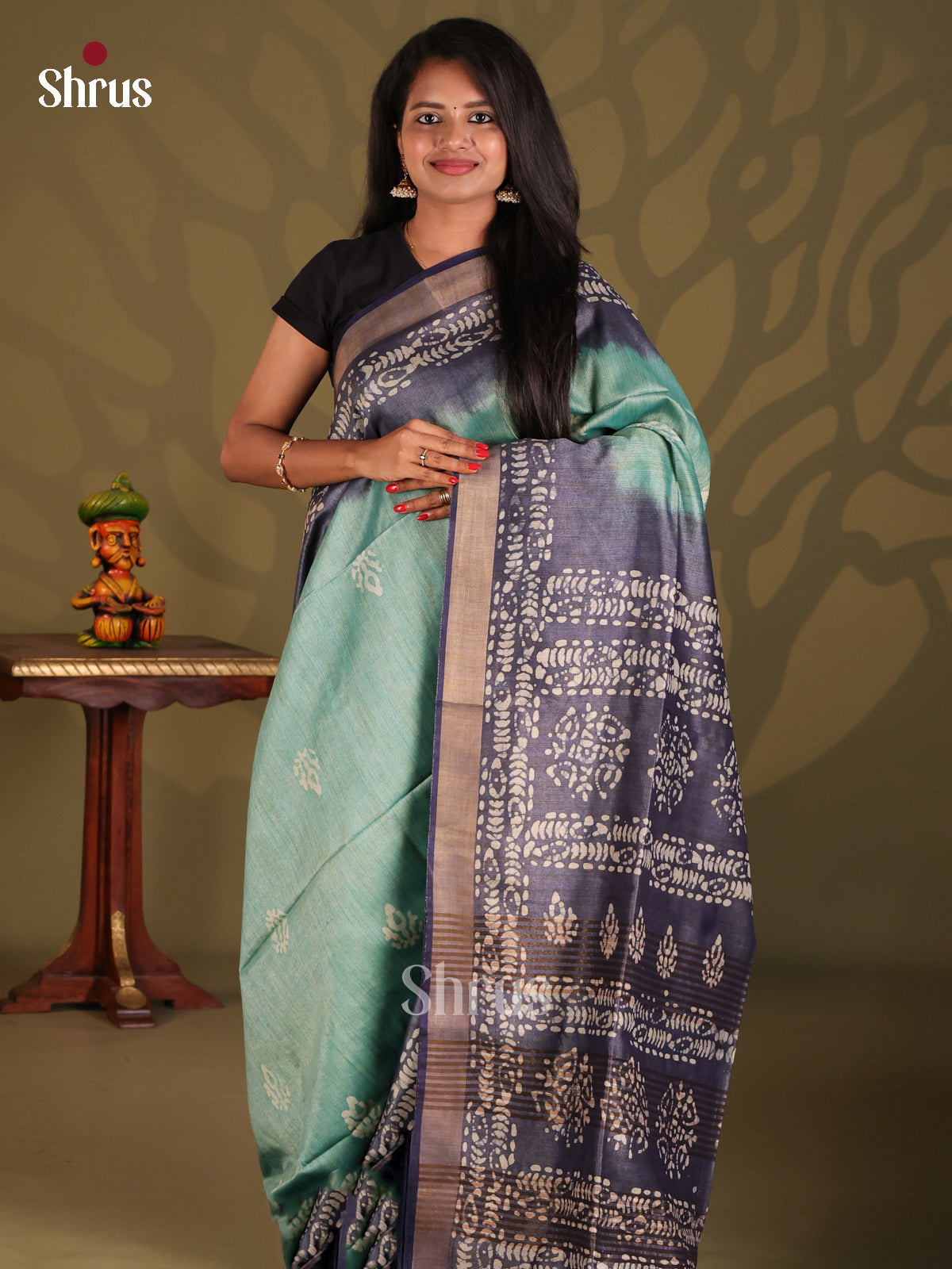Sky Blue & Blue - Bhatik Saree - Shop on Shrus.com