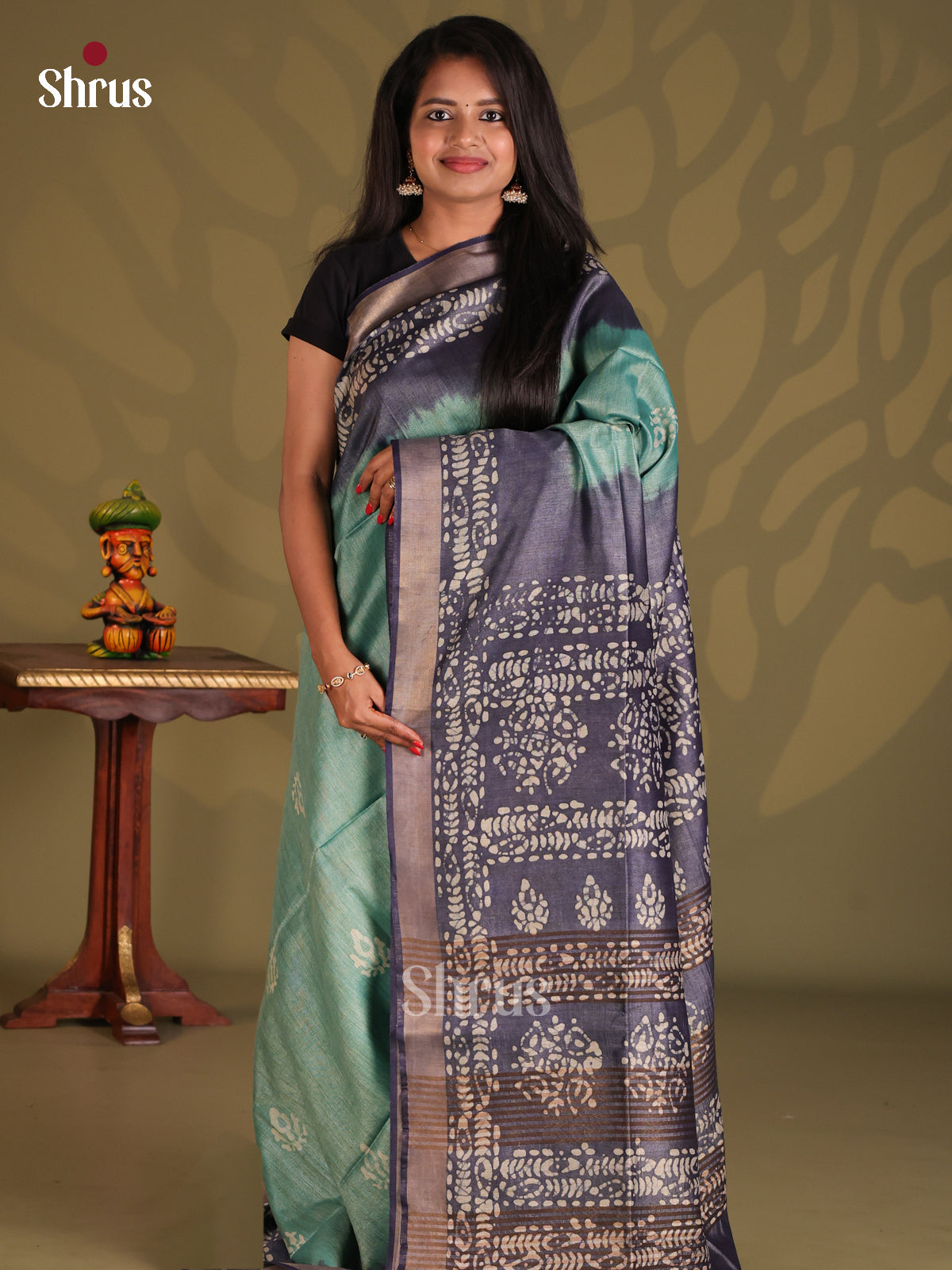 Teal & Blue - Bhatik Saree - Shop on Shrus.com
