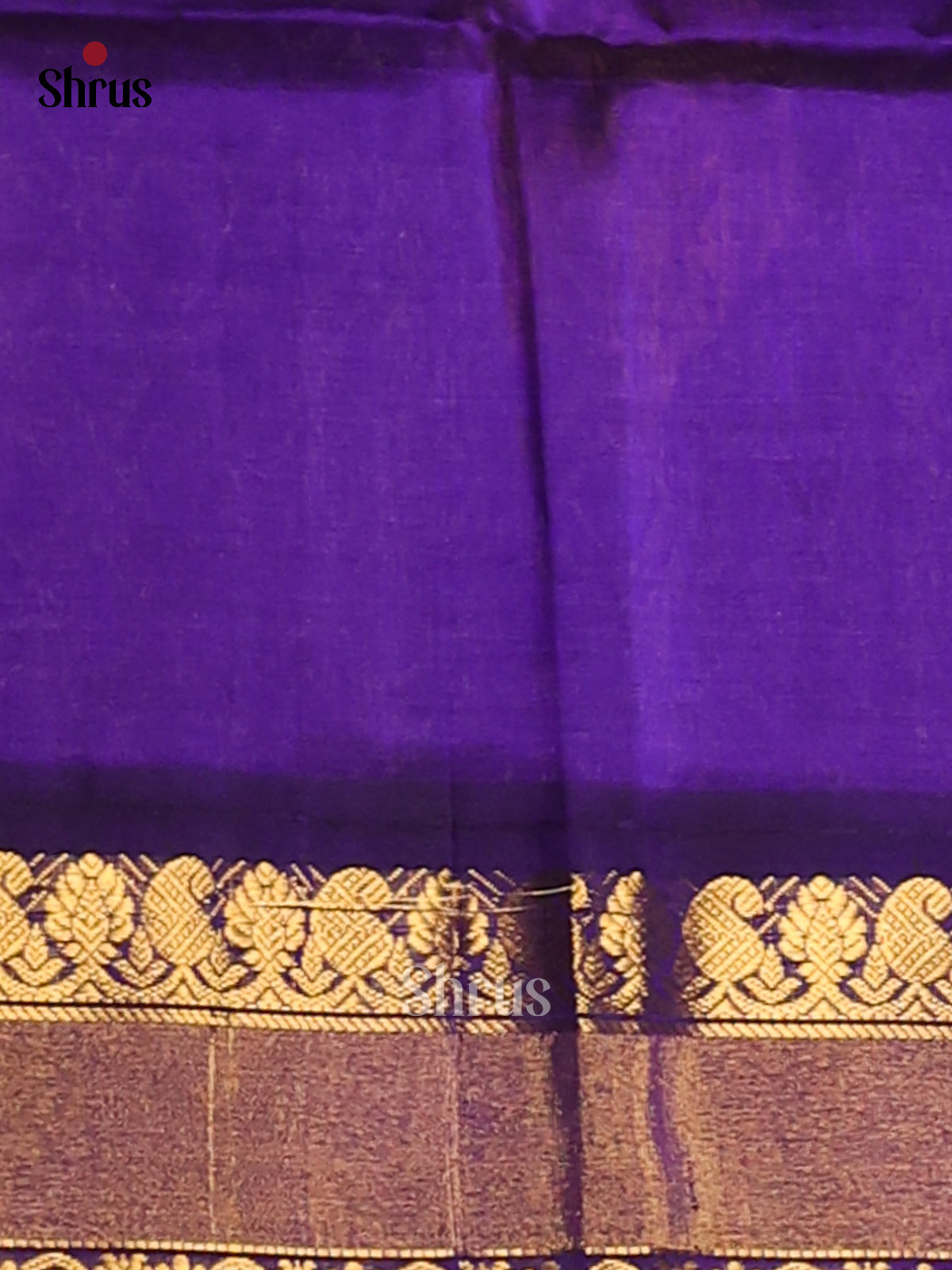 Timeless Turquoise & Purple Silk Cotton Saree With Maanga Buttas & Zari Border - Shop on Shrus.com