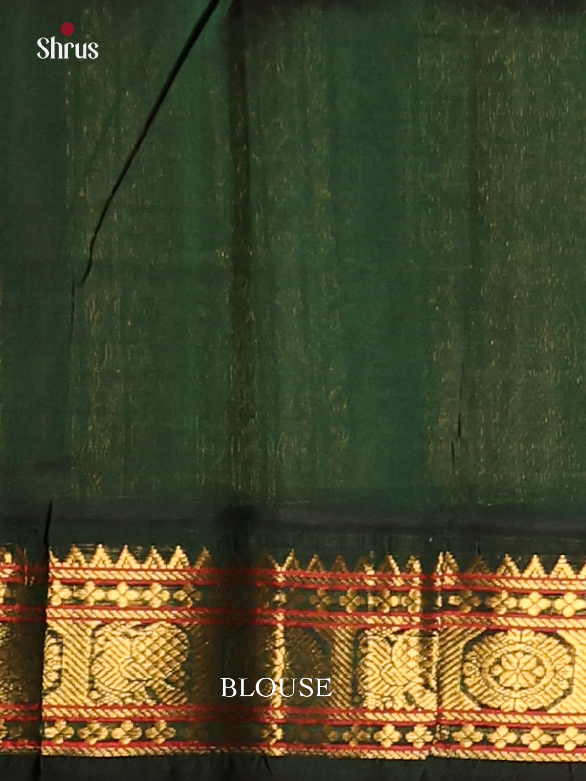 Fabulous Red & Cream Silk Cotton Saree with Checks & green border with peacock buttis - Shop on Shrus.com