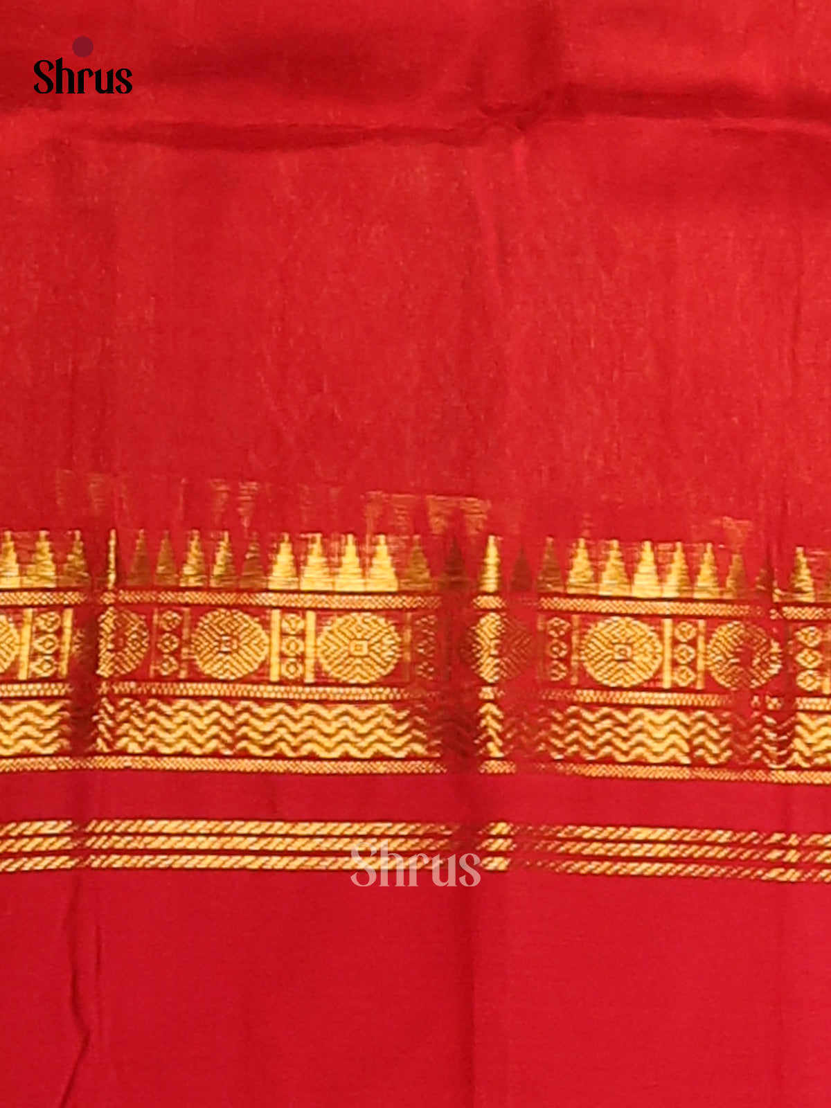 Chic Green Silk Cotton Saree Accented with Gold Checks & Red Border -1