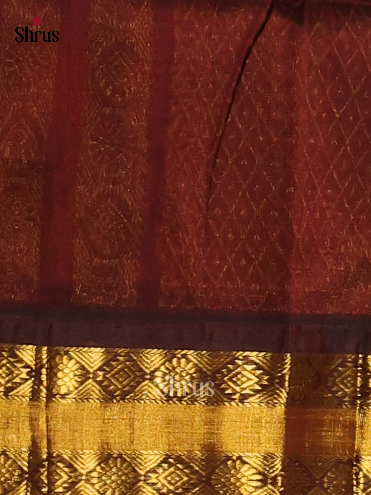Gorgeous Mambala Yellow Silk Cotton Saree with brown criss cross brocade pallu - Shop on Shrus.com