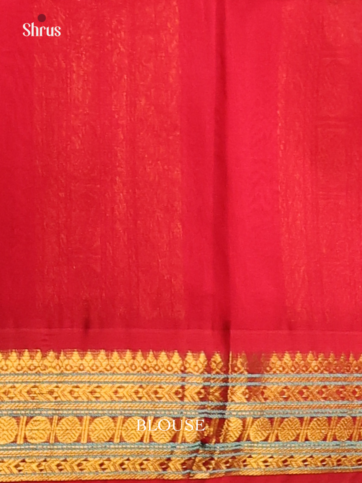 Dazzling Blue Silk Cotton Saree with contrast Red zari border - Shop on Shrus.com