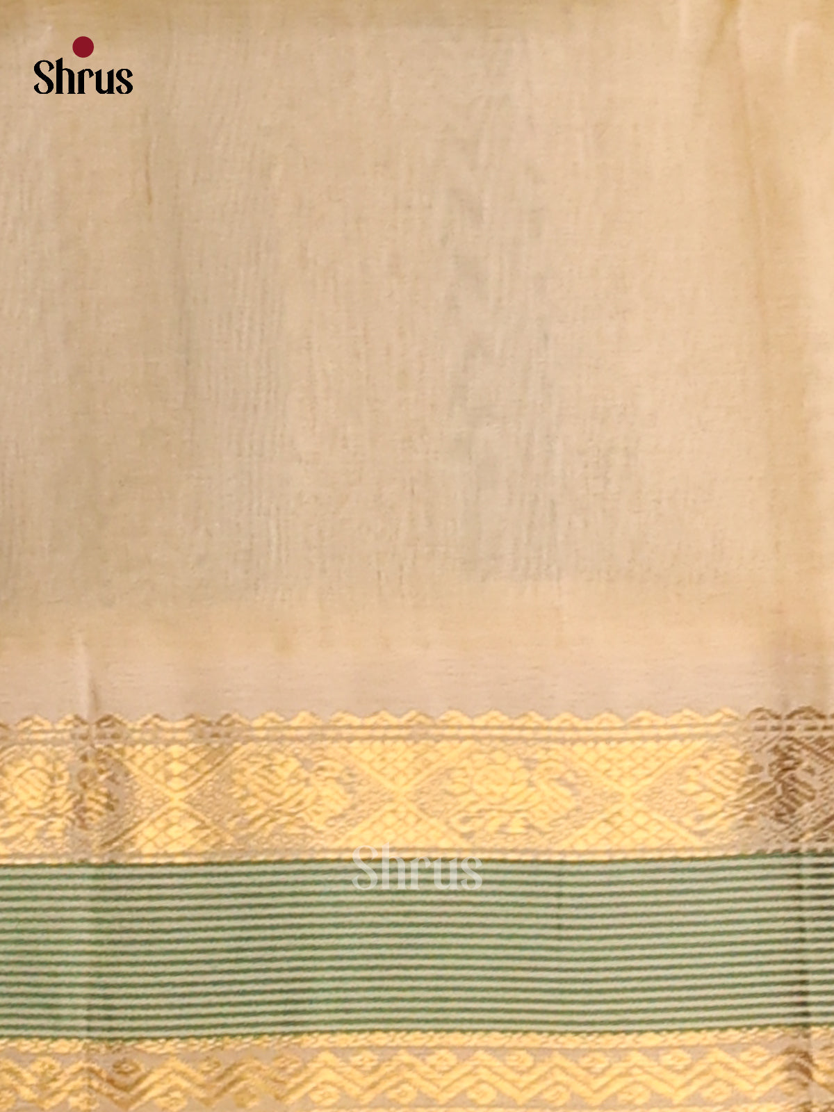 Classy Bottle Green Silk Cotton Saree with contrast Cream rettaipet zari border - Shop on Shrus.com