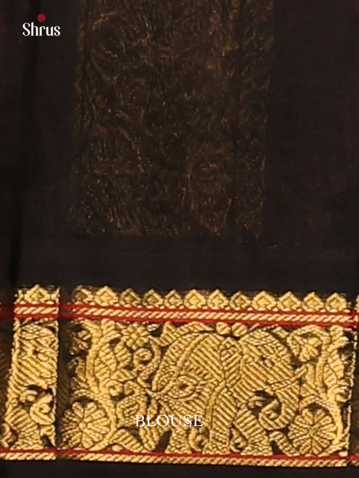 Exquisite Red Silk Cotton Saree with elephant vines in black zari border - Shop on Shrus.com