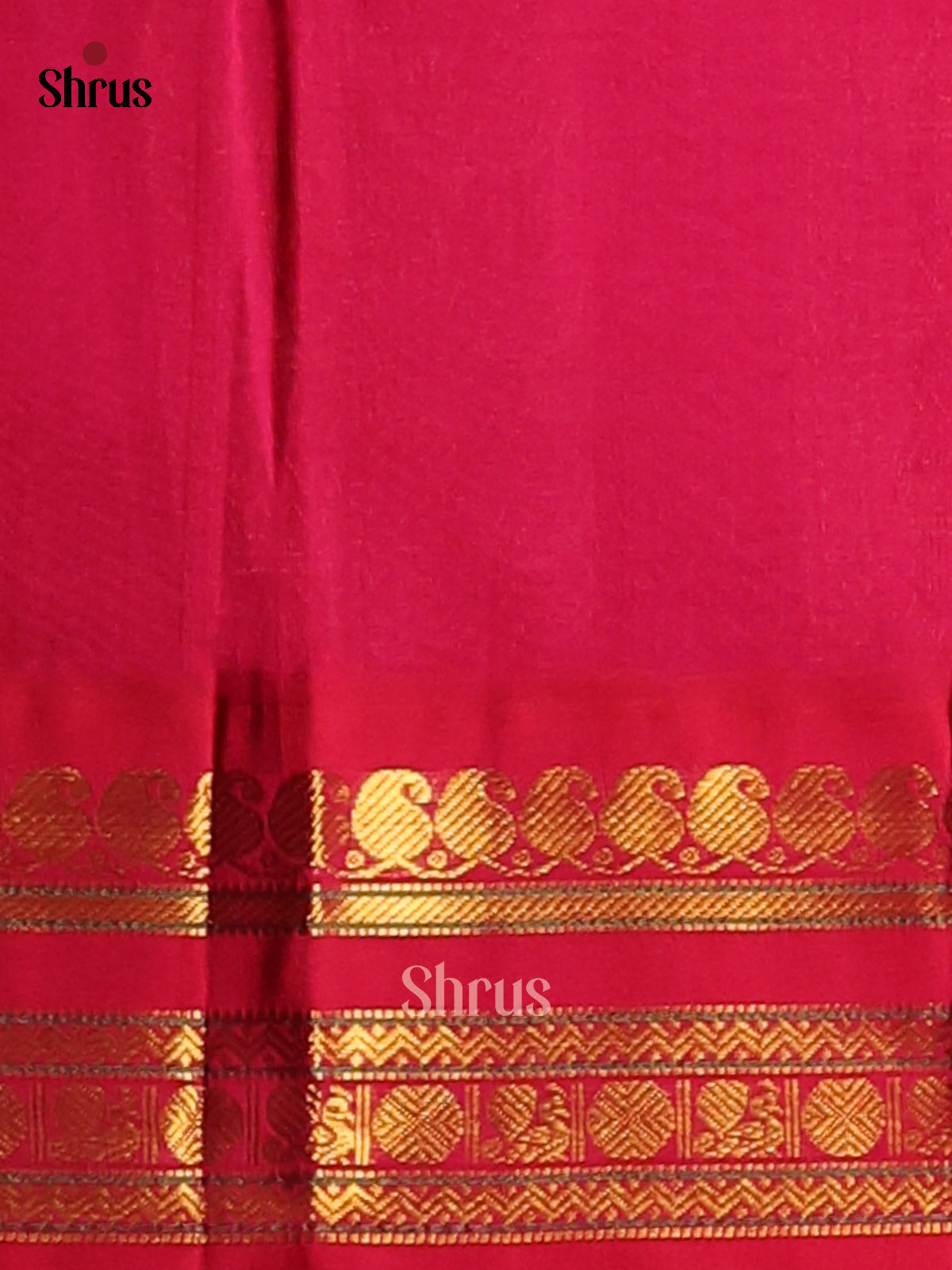 Green and Red Silk Cotton Saree with rettaipet zari border - Shop on Shrus.com