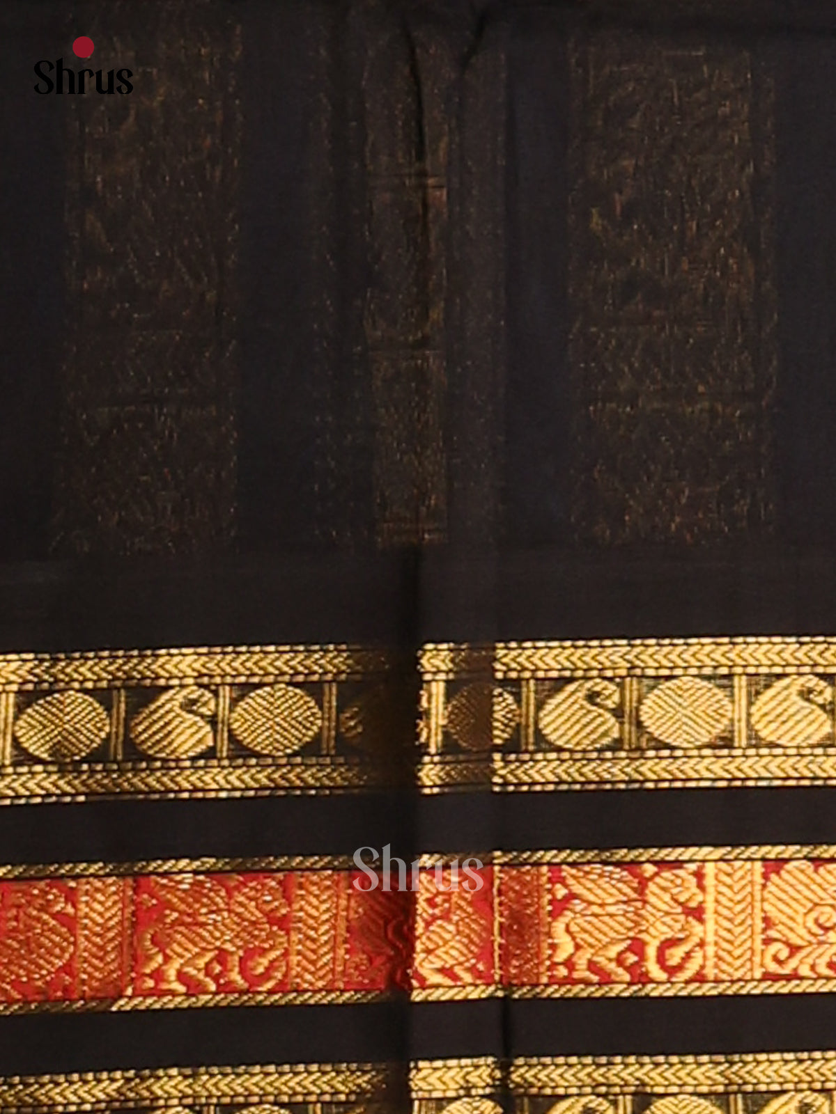 Striking Blue Silk Cotton Saree with Bold Black Zari Border -1