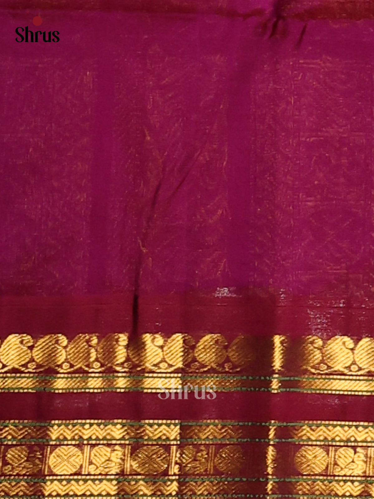 Radiant Peach Silk Cotton Saree with Zari Stripes & Magenta Zari Pallu - Shop on Shrus.com