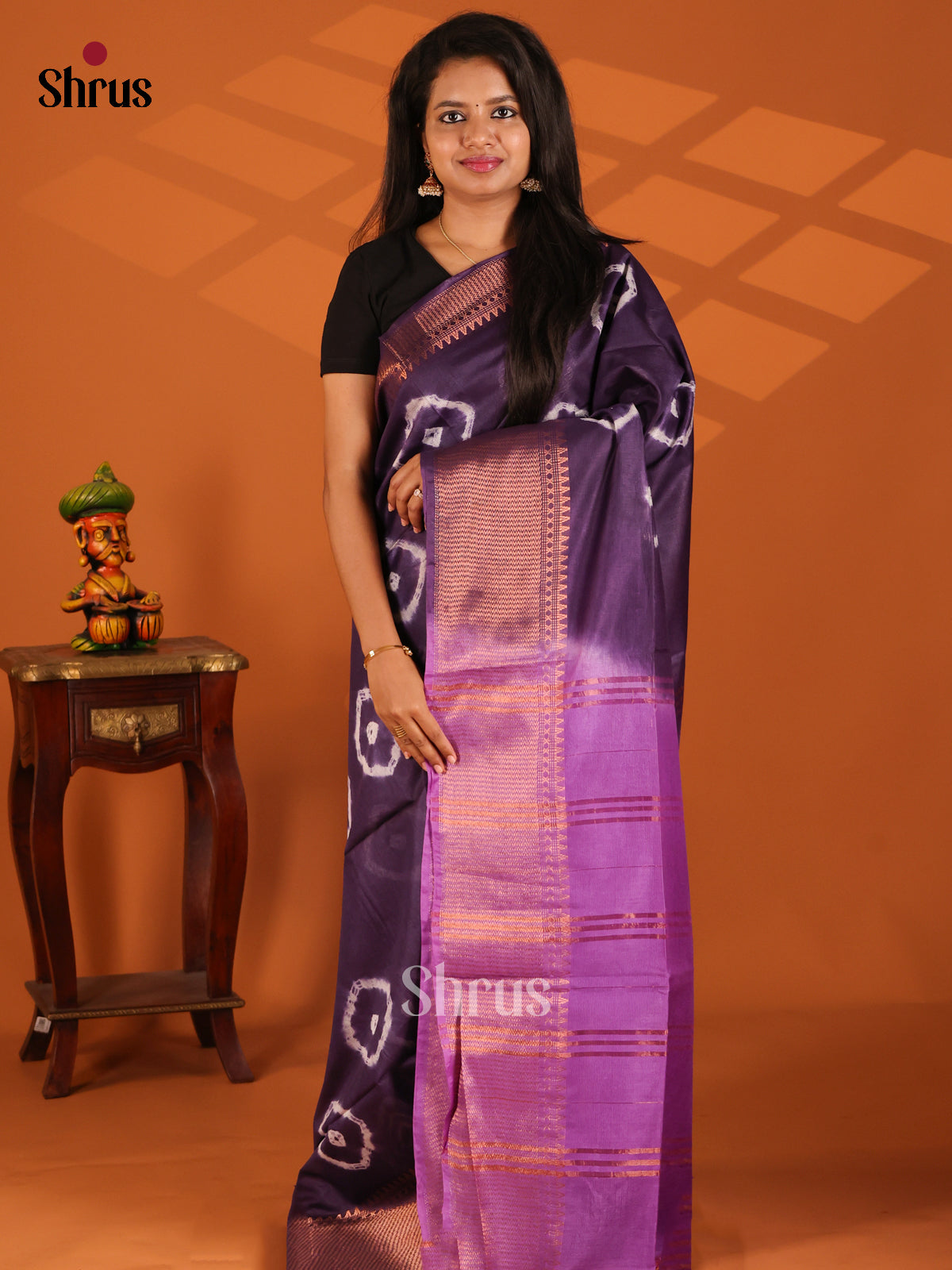 Violet with Purple - shibori saree - Shop on Shrus.com