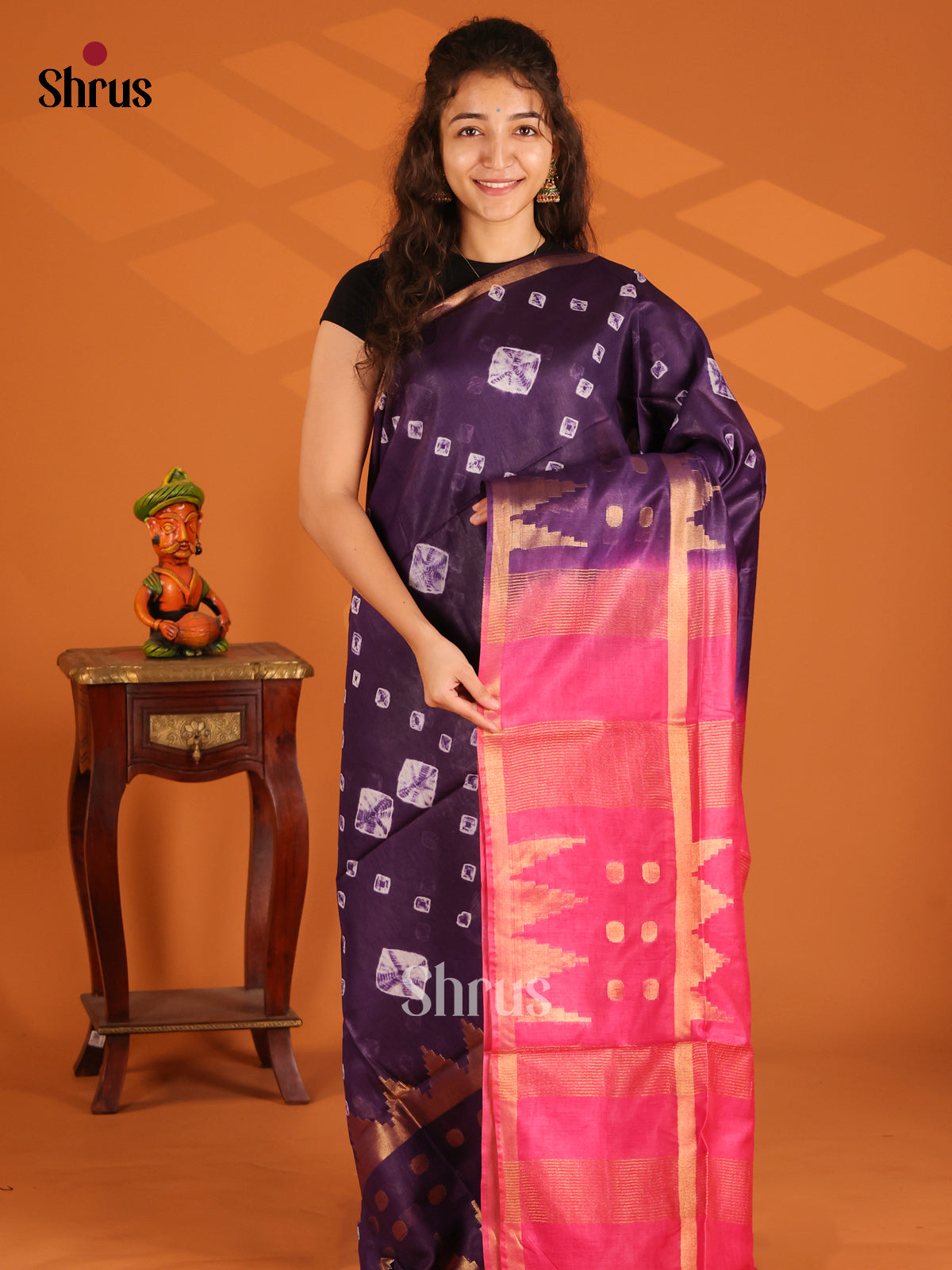 Violet & Pink - Shibori Saree - Shop on Shrus.com