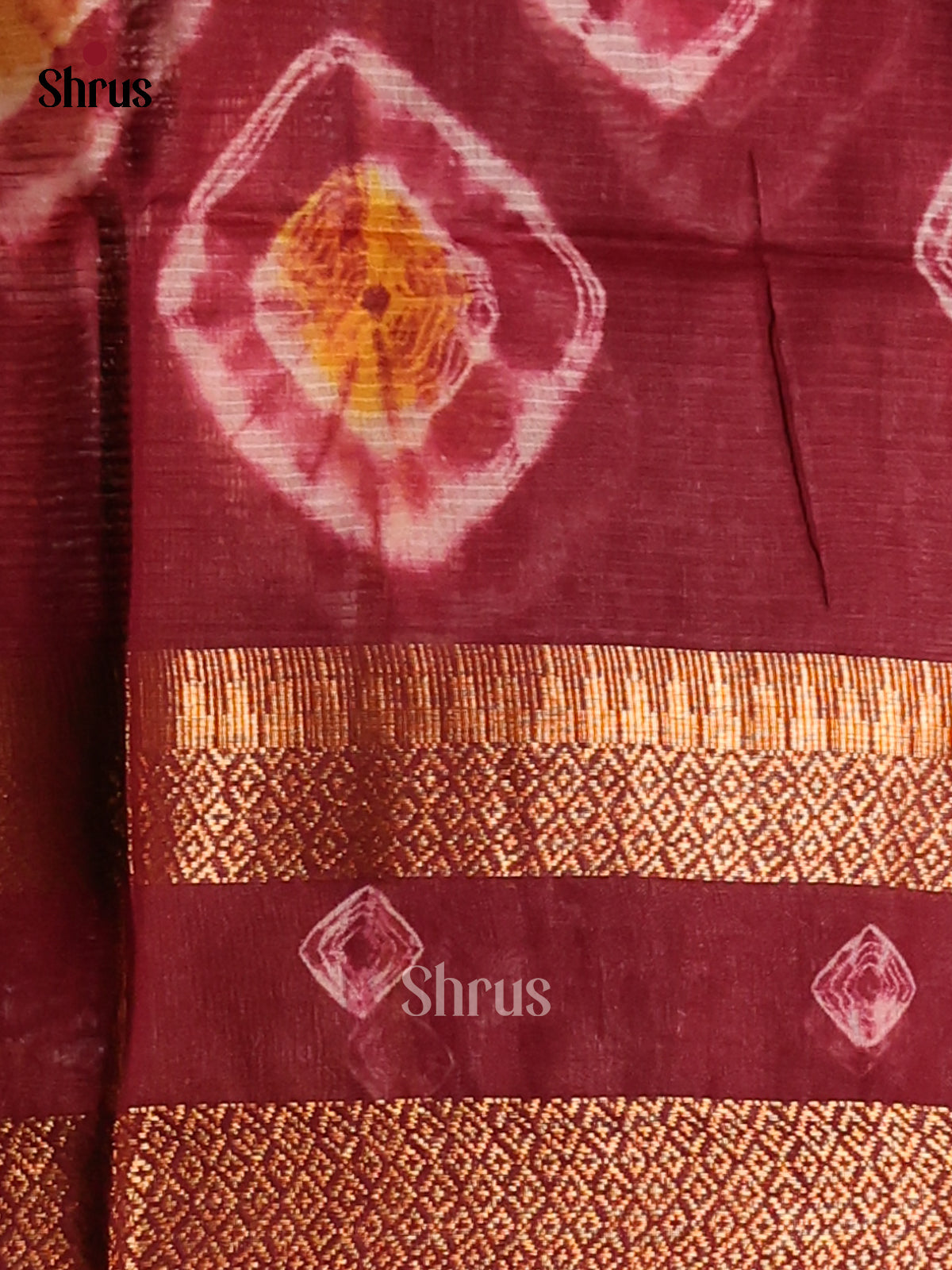 Maroon - shibori saree - Shop on Shrus.com