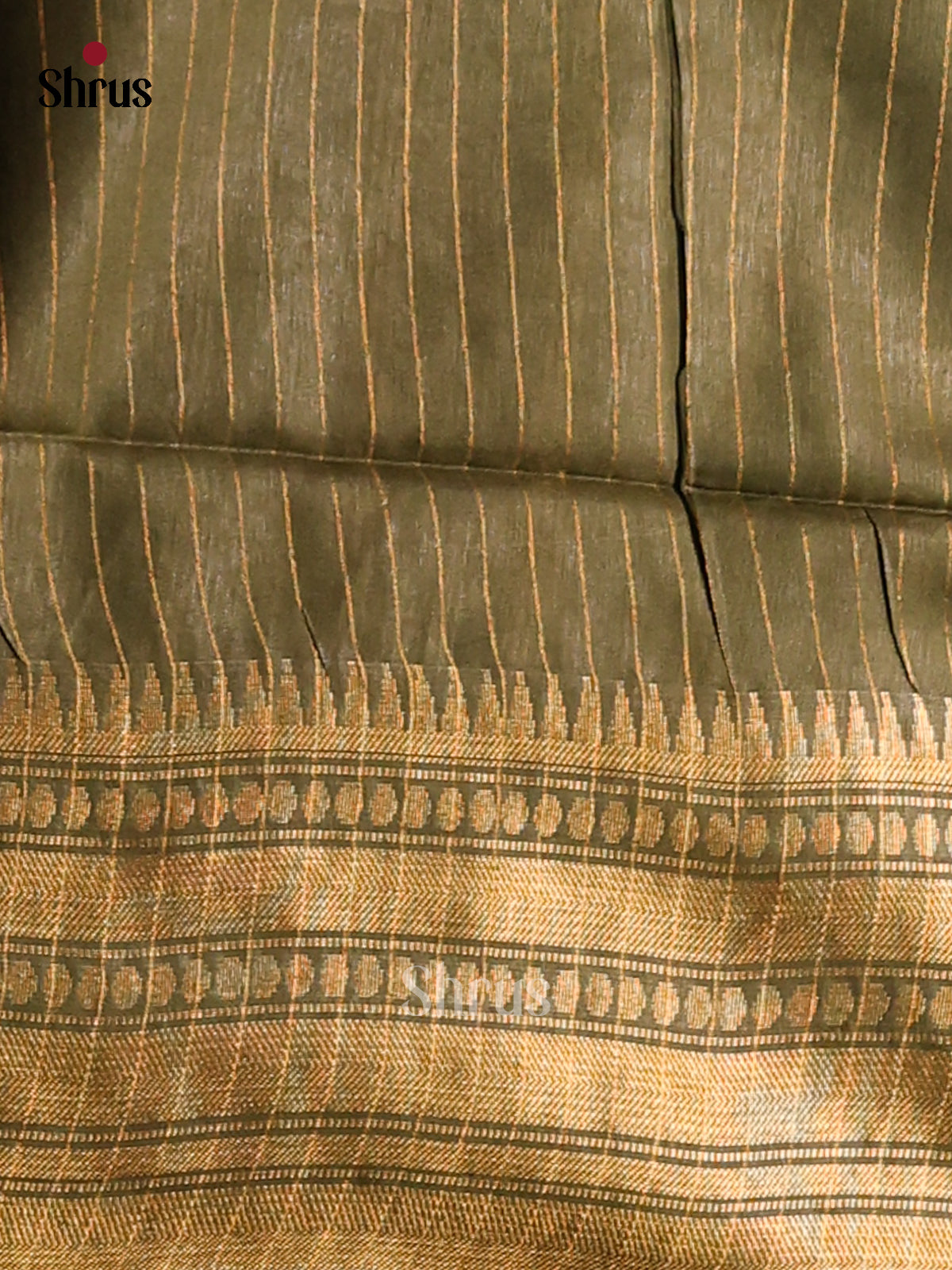 Cream & Green- Shibori Saree - Shop on Shrus.com