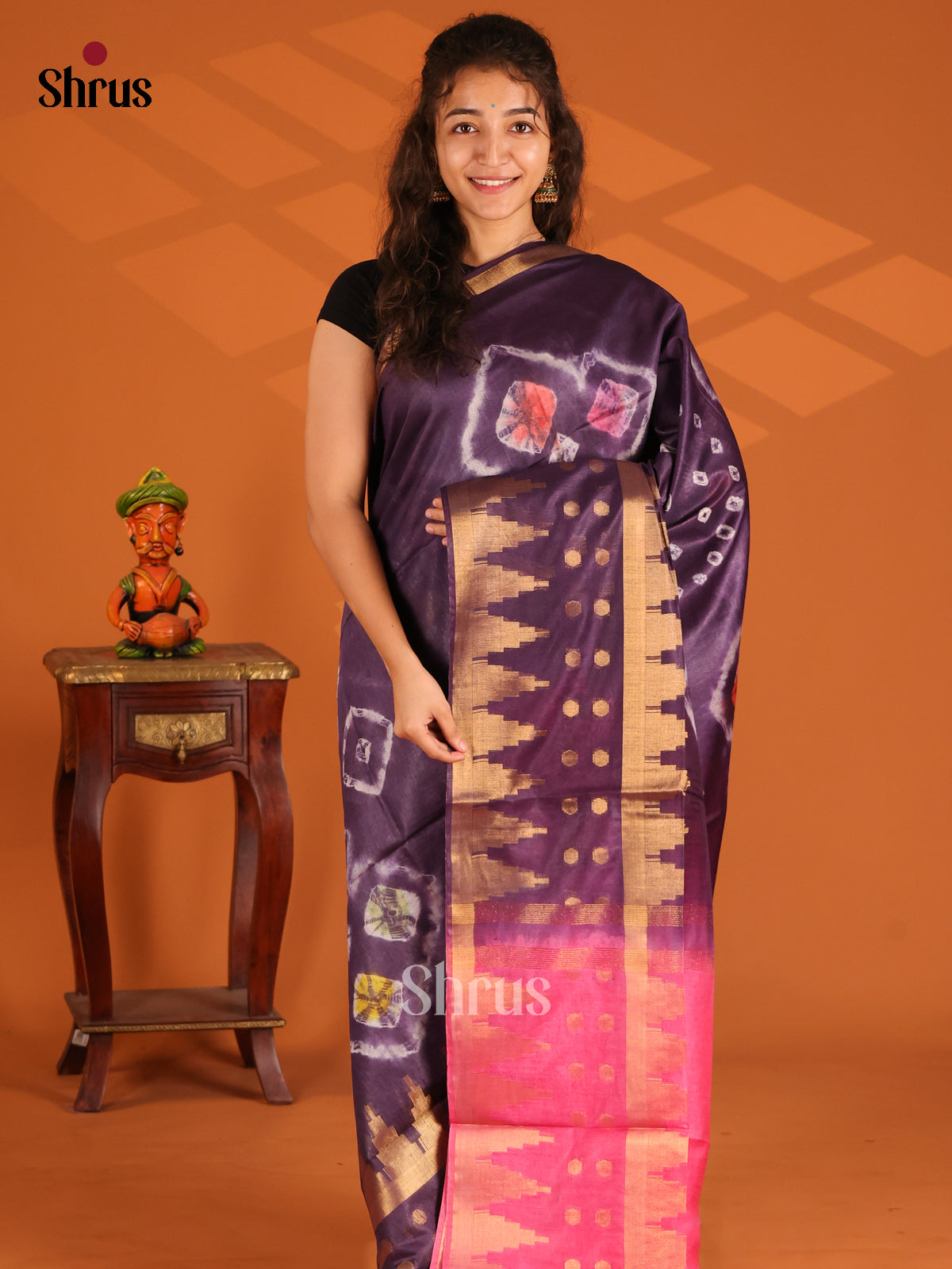 Jamun & Pink - Shibori Saree - Shop on Shrus.com